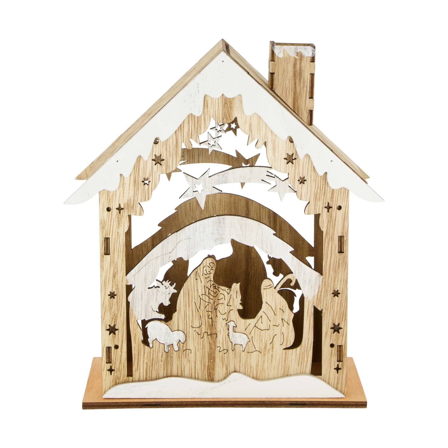Figurine christmas scene plywood 17x7.5x21cm FSC 100%