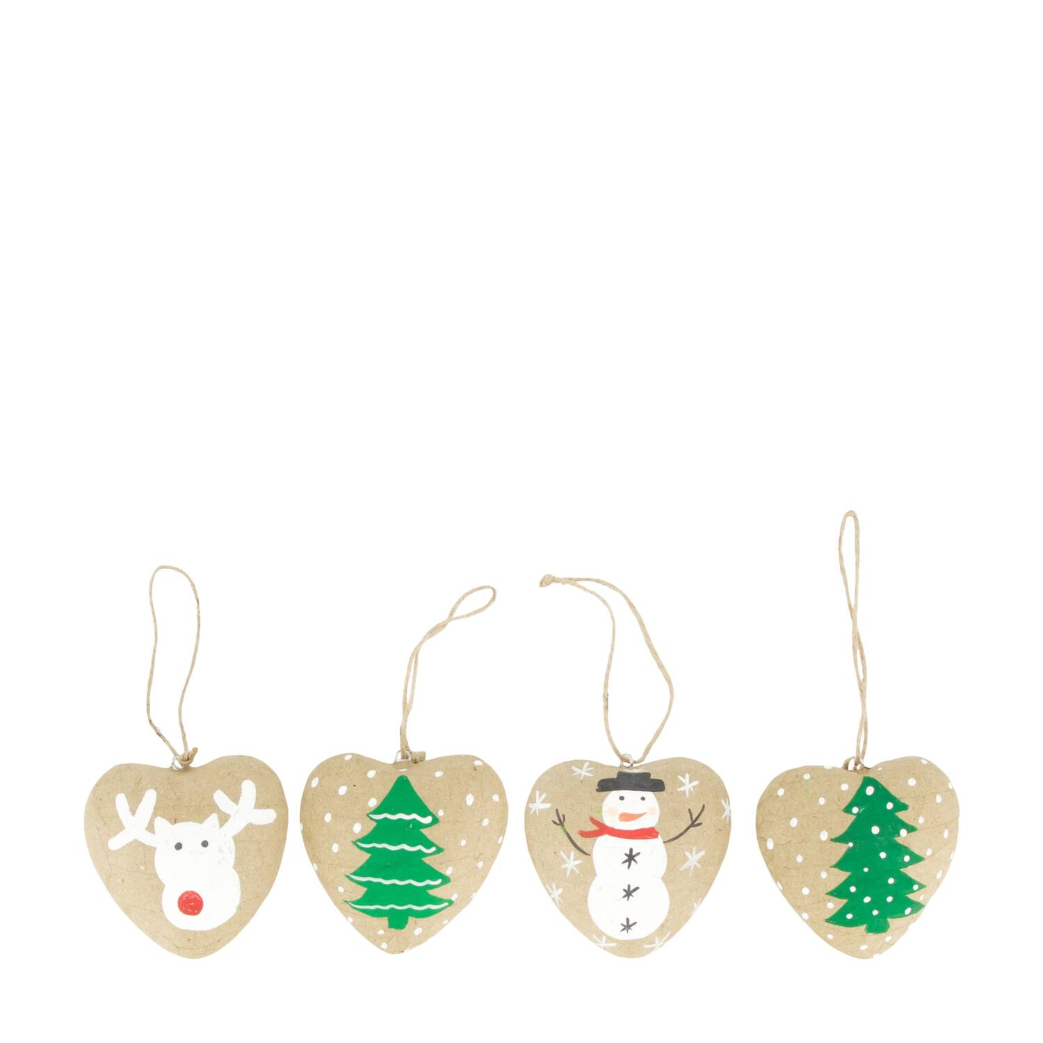 Hanger heart deer / snowman / tree paper mache 8x3.5x8cm A/4 FSC Mix 100%