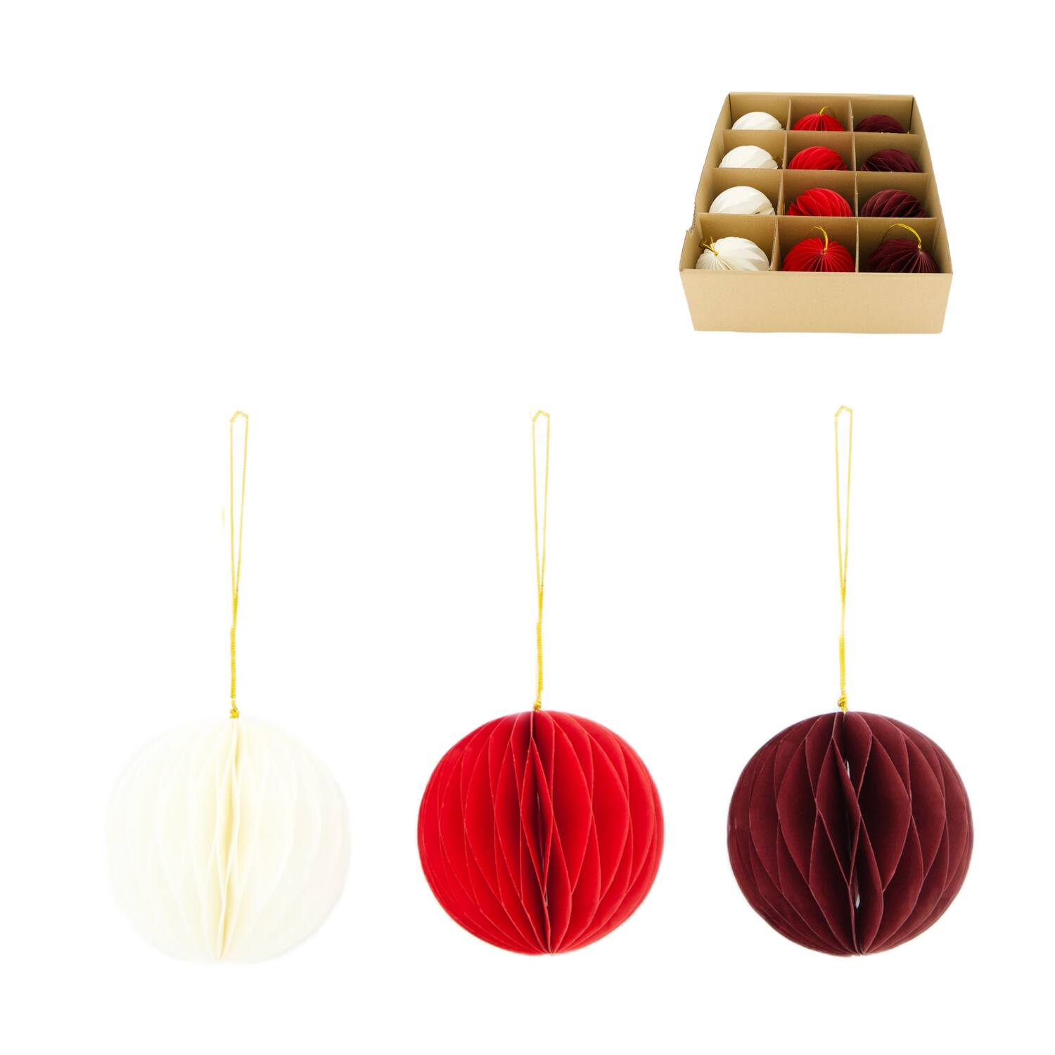 Bauble paper with hanger 8x8x8cm  FSC Mix 100% - Red