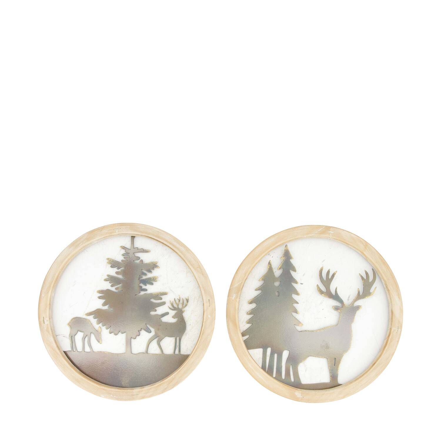 Wall art round fir wood with metal 28x1.5x28cm A/2 FSC 100%