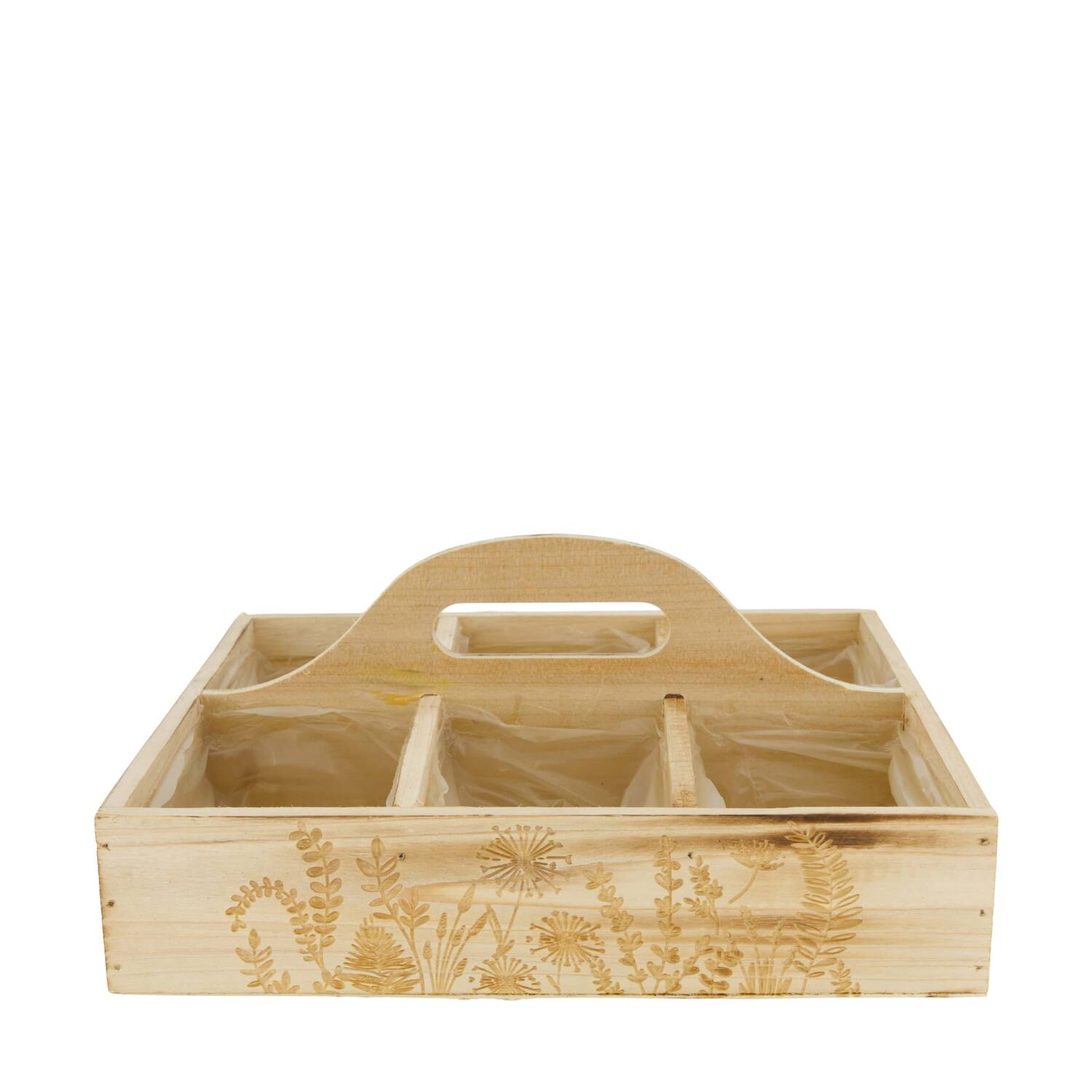 Planter flower fir wood with plastic 28x28x12cm FSC 100%