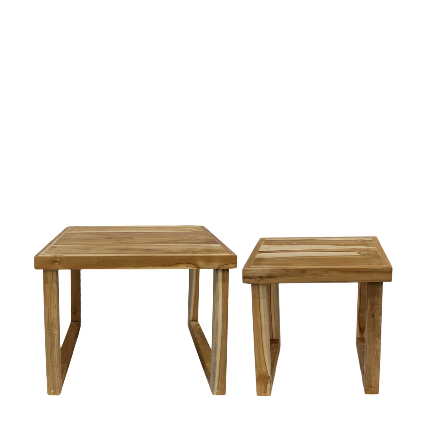 Side table teak wood 58x58x45cm S/2 FSC 100%