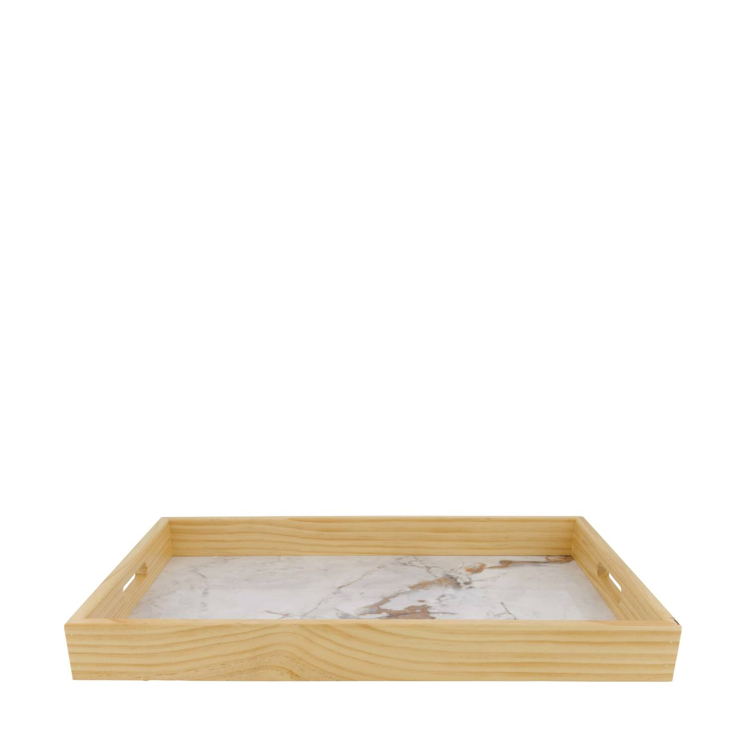 Tray with marble print pine wood 58x38x6cm FSC 100% - Natural