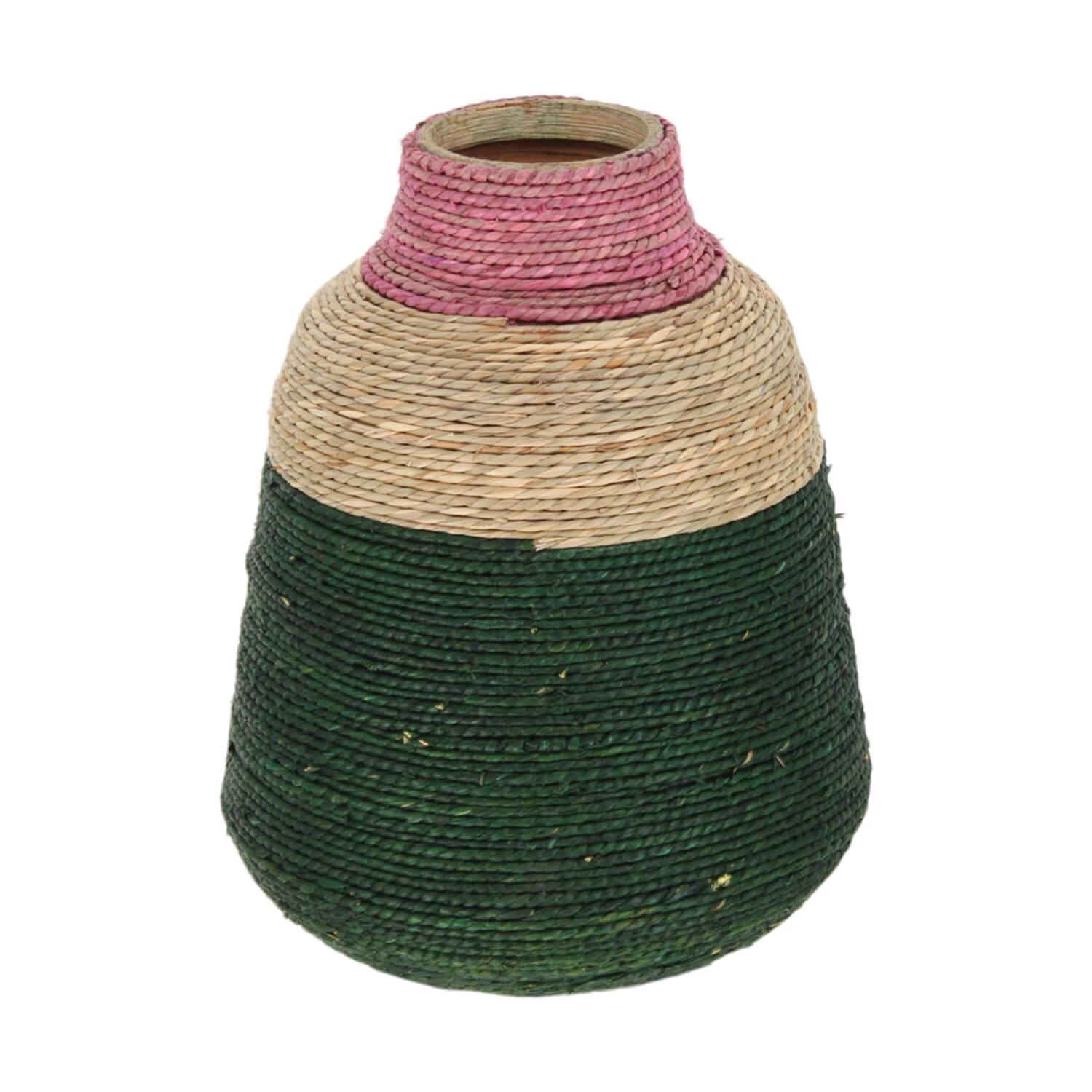 Vase seagrass  bamboo 25x25x33cm FSC 100% - Multi