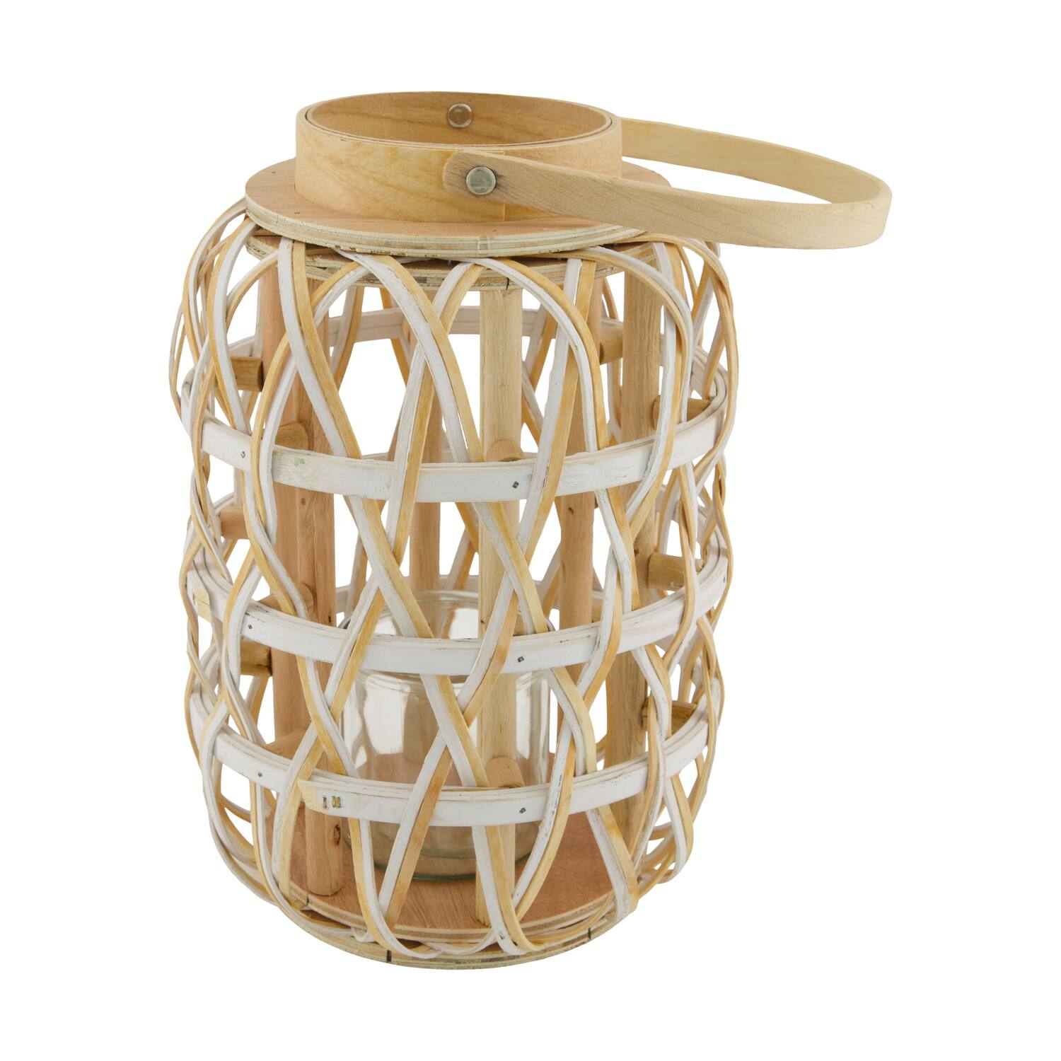 Lantern poplar chip wood with glass 18x18x27cm FSC 100% - Natural