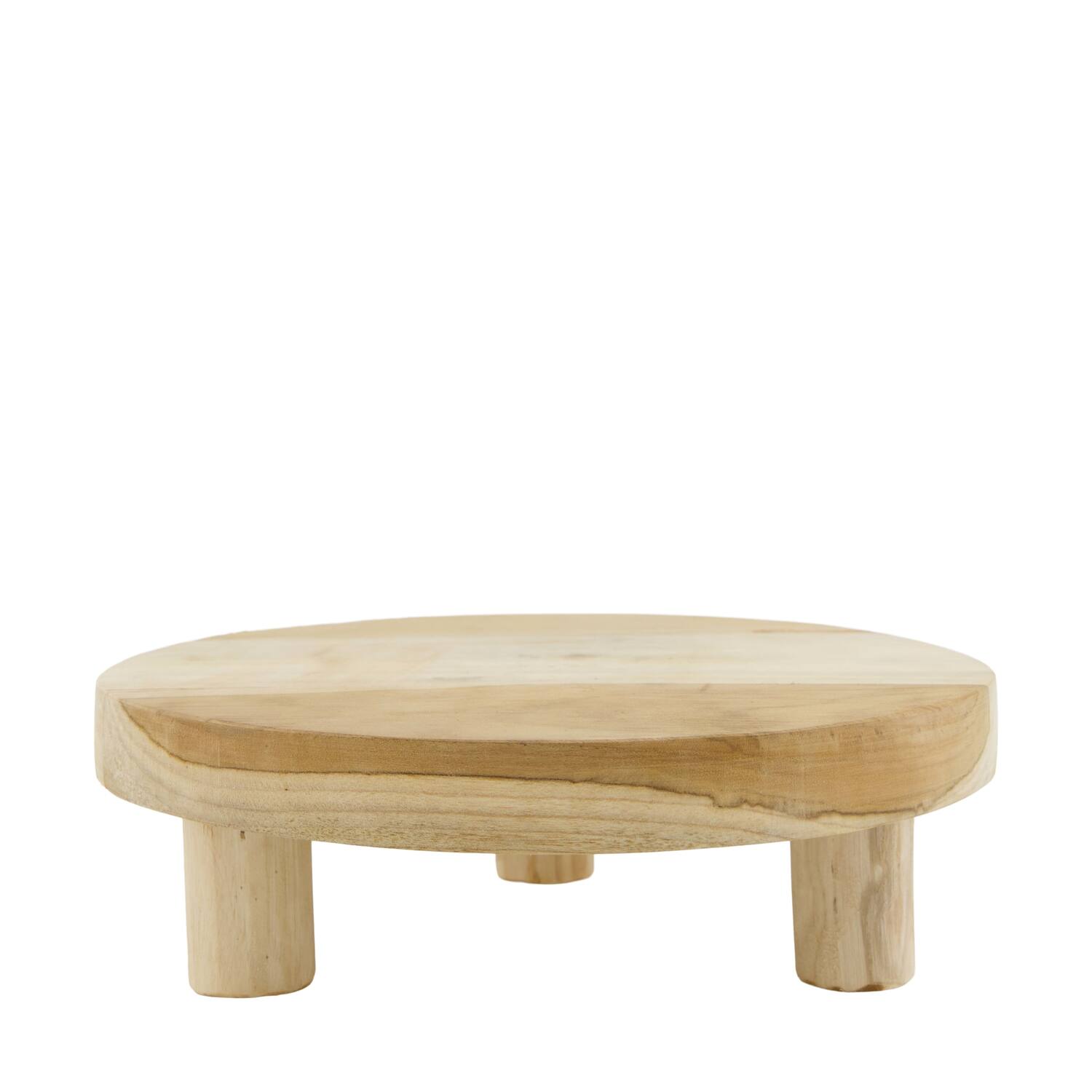Tray round teak wood on feet 28x28x9cm FSC 100% - Natural