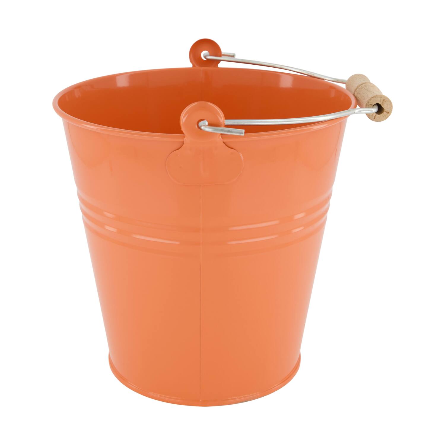 Bucket metal with beech wood 23x23x22cm FSC 100%
