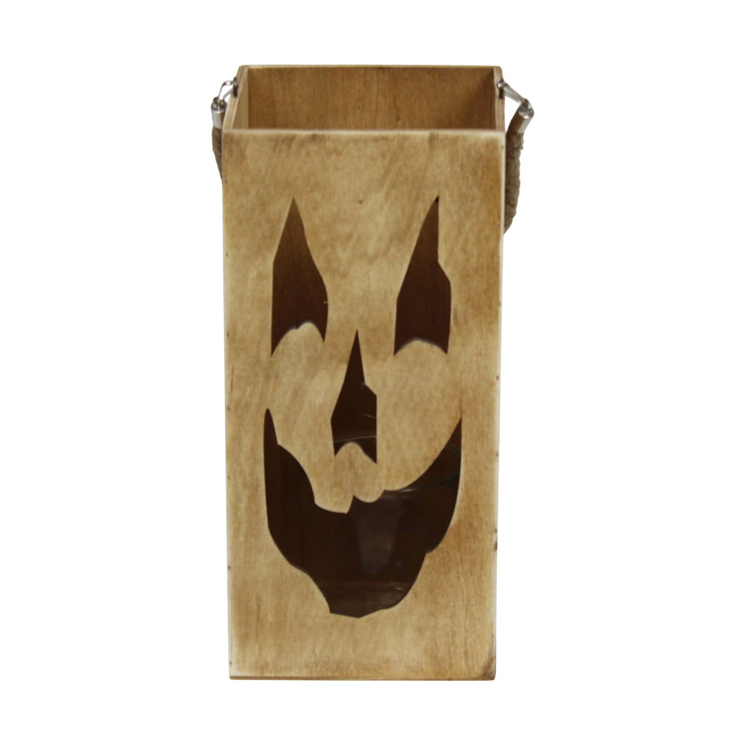 Lantern poplar wood with glass 18x18x38cm FSC 100% - Natural