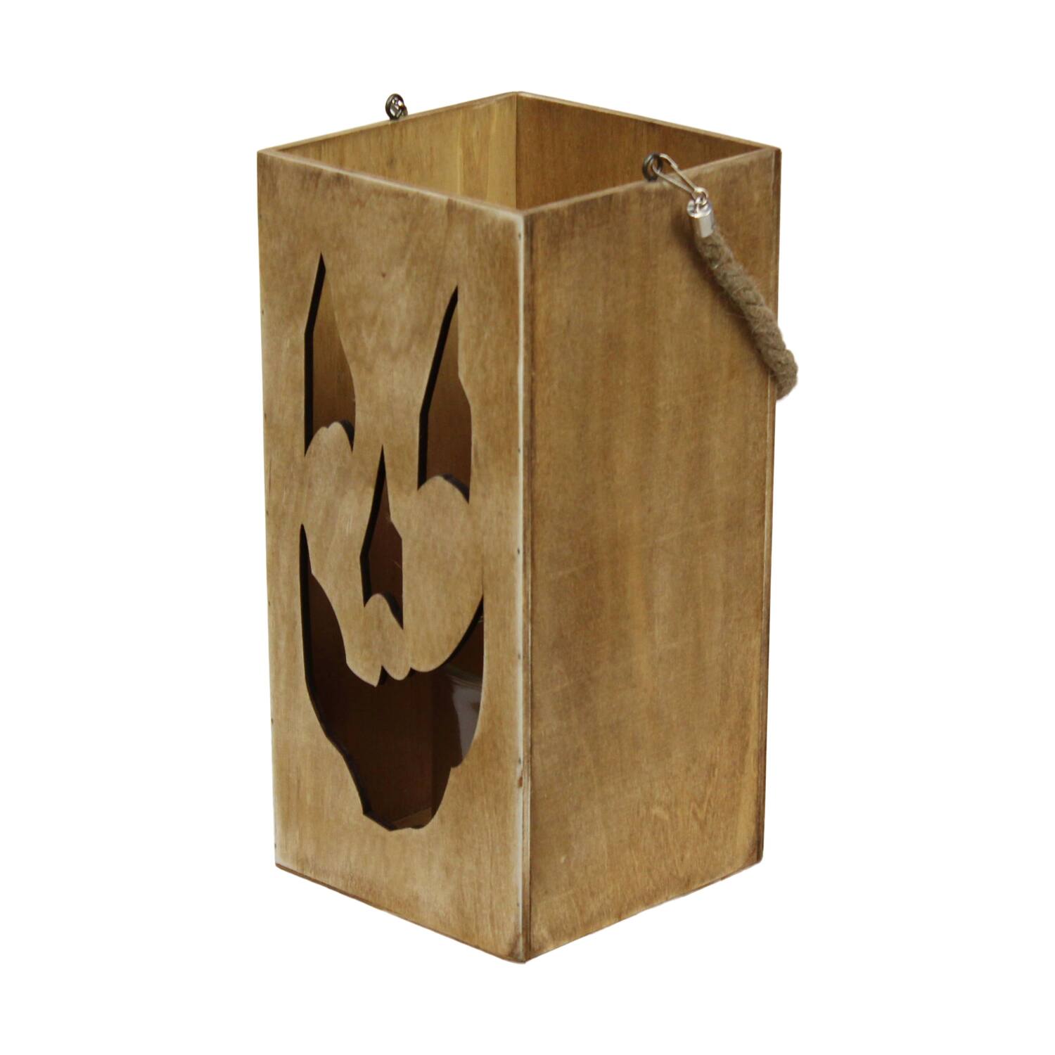 Lantern poplar wood with glass 18x18x38cm FSC 100% - Natural
