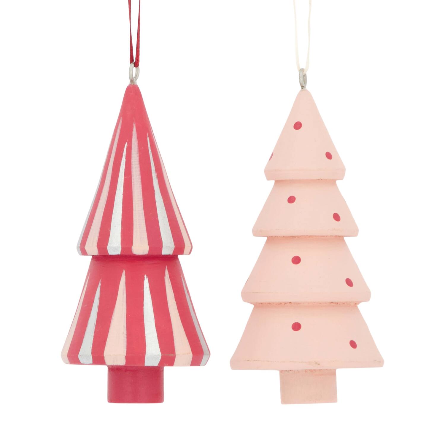 Hanger tree pine wood 5x5x10cm  FSC 100% - Pink
