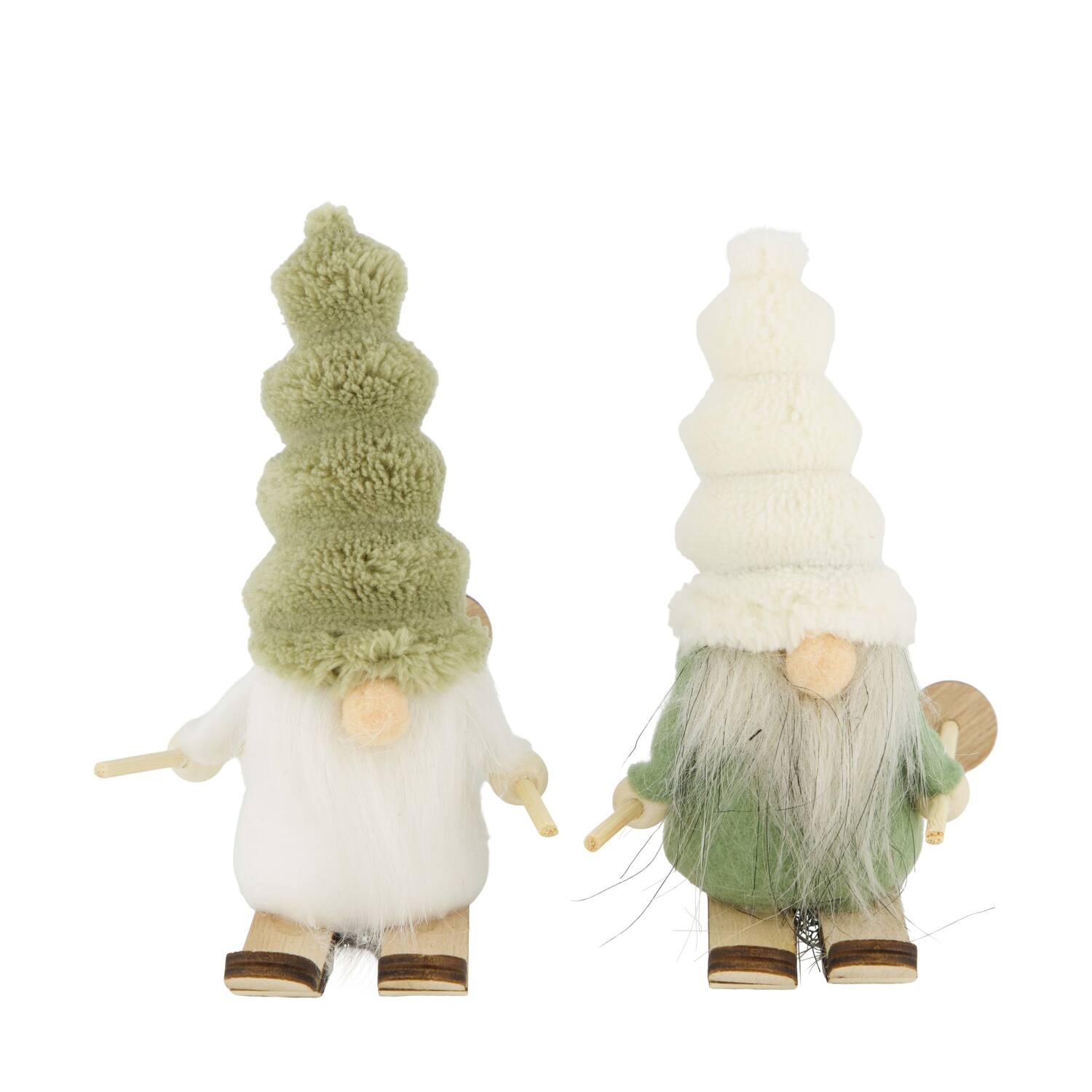 Figurine gnome on ski plywood with fabric 15x4x13cm C/2 FSC 100%