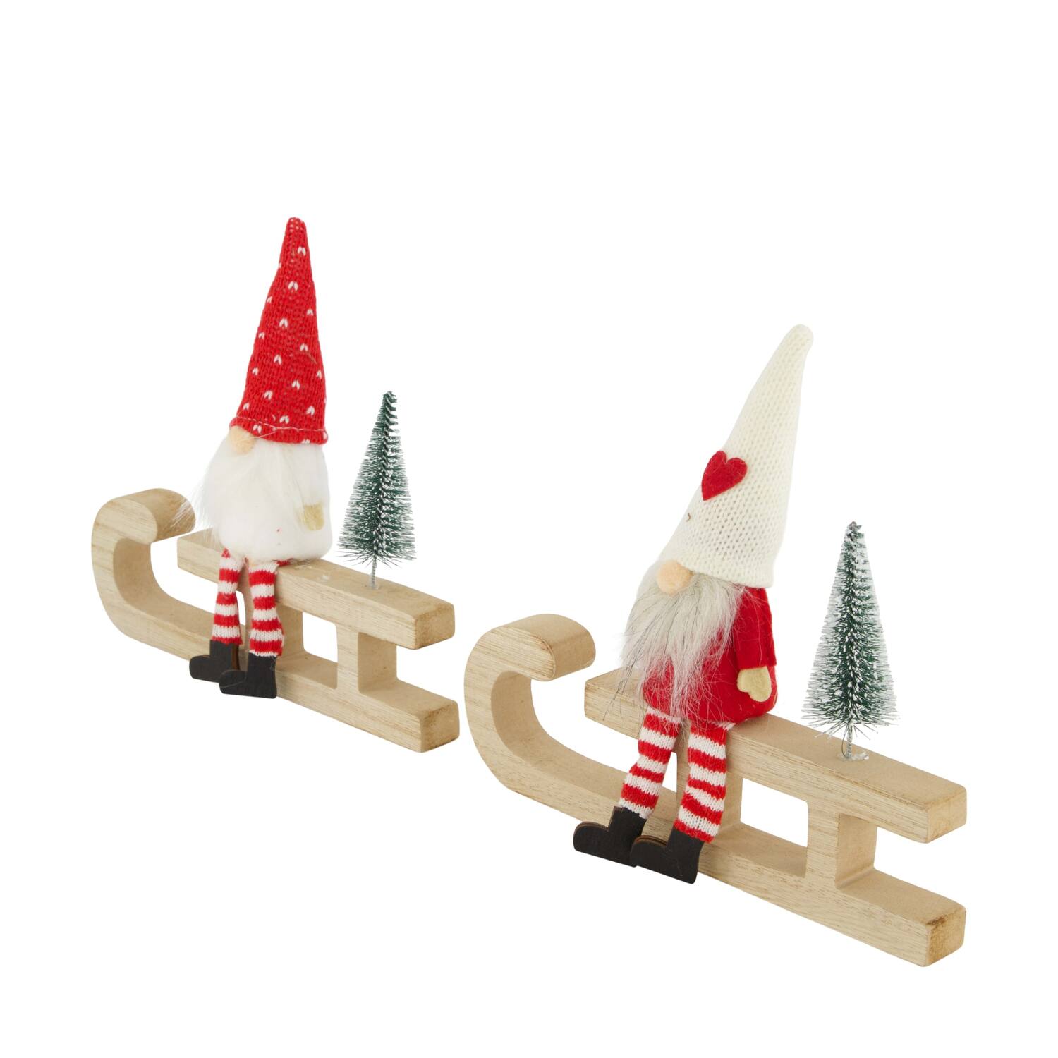 Figurine gnome fabric on sleigh mdf 20x2x19cm C/2 FSC 100%