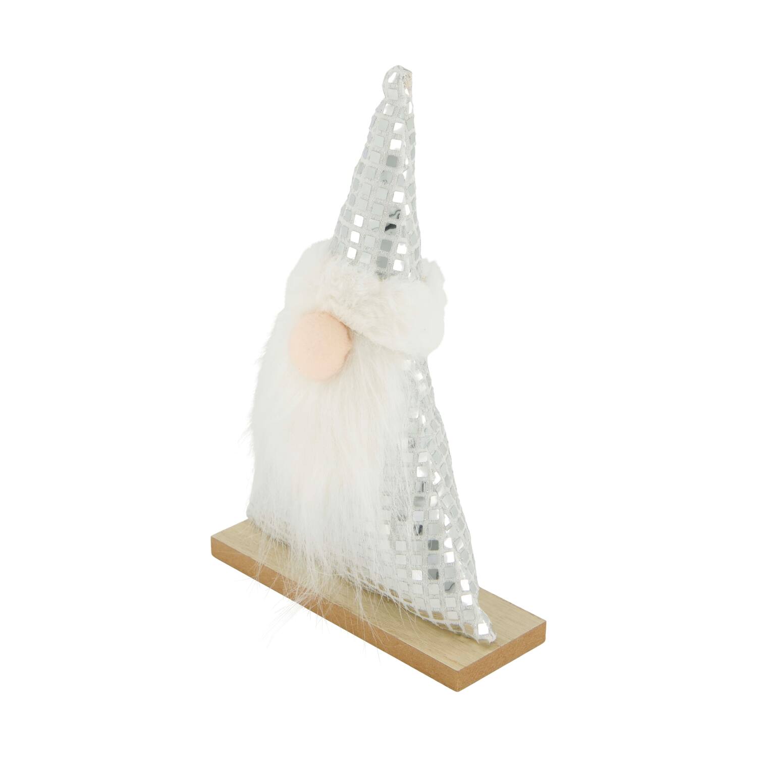 Figurine gnome mdf with fabric 14x5x22cm FSC 100% - Silver