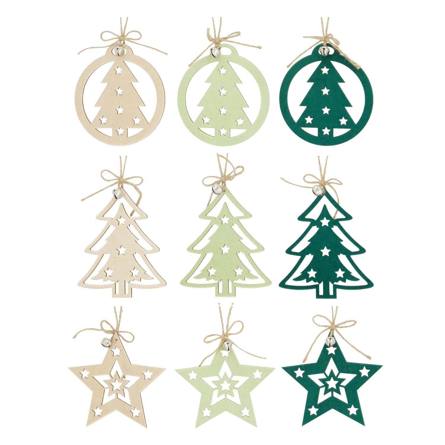 Hanger star tree plywood 11x0.3x13cm  FSC 100% - Green