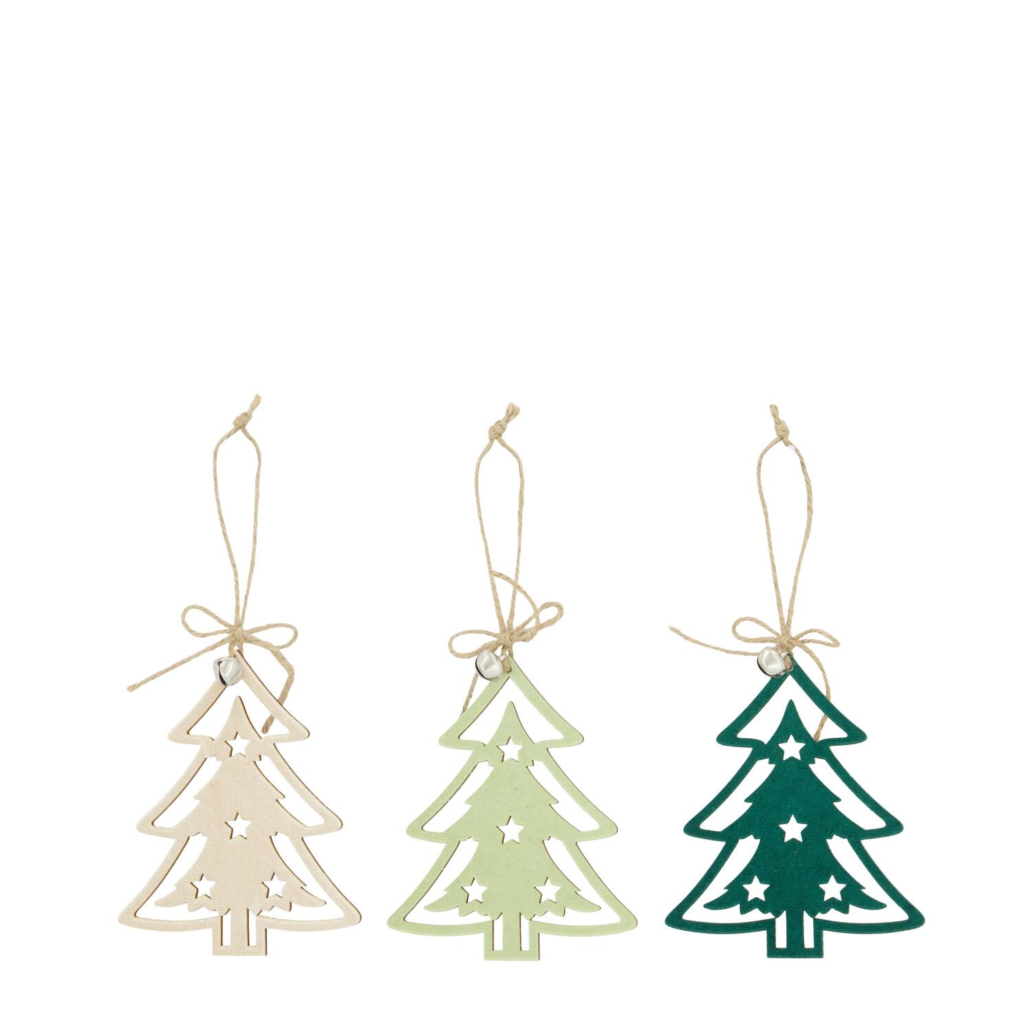Hanger star tree plywood 11x0.3x13cm  FSC 100% - Green