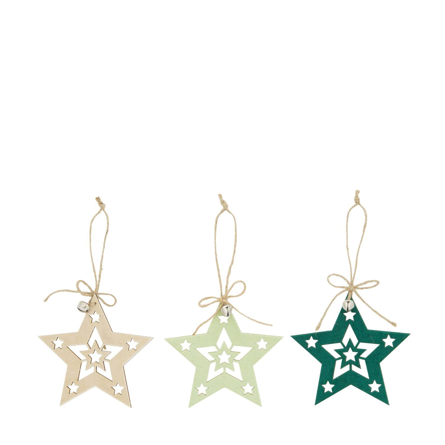 Hanger star tree plywood 11x0.3x13cm  FSC 100% - Green