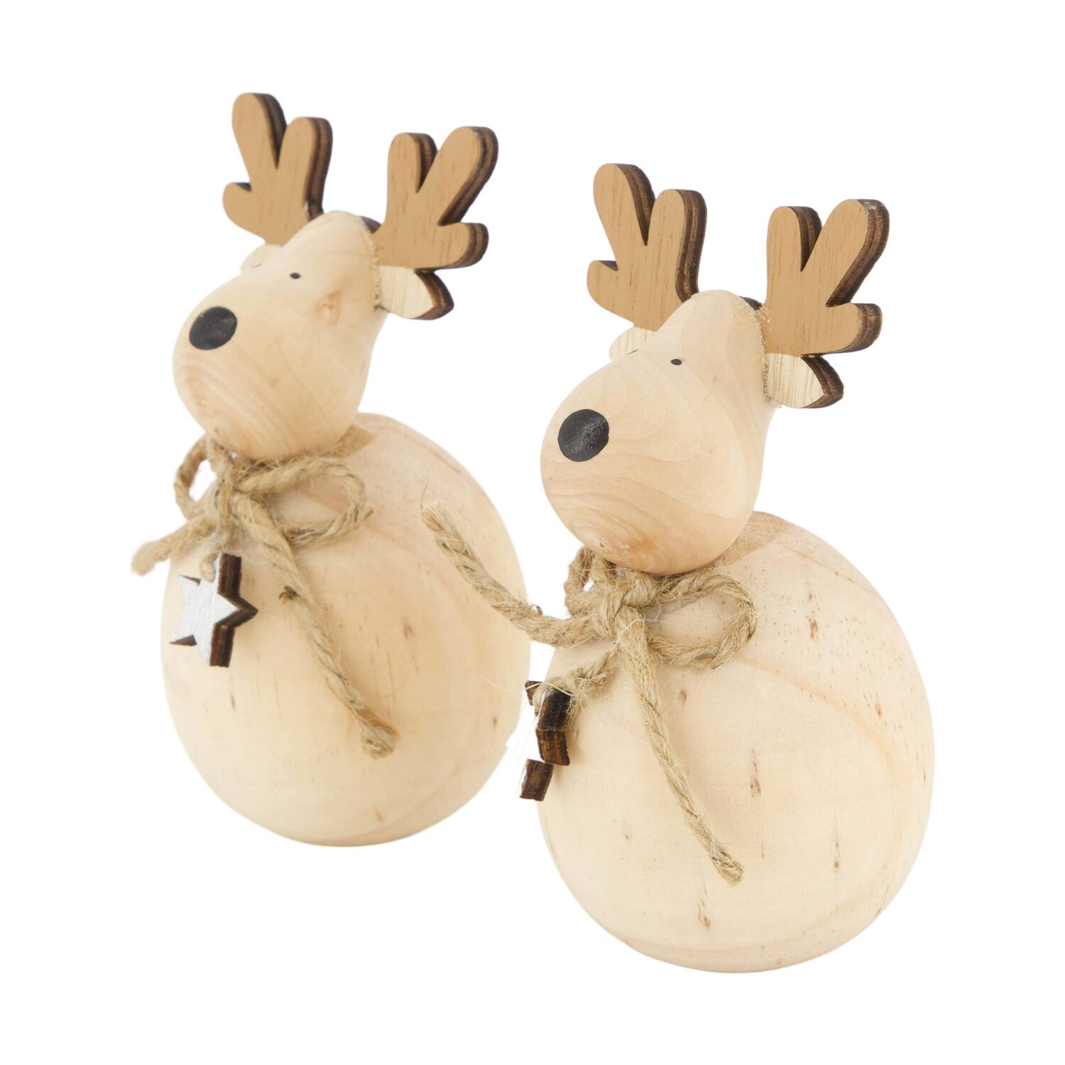 Figurine reindeer pine wood 5.8x5.8x12cm FSC 100% - Natural
