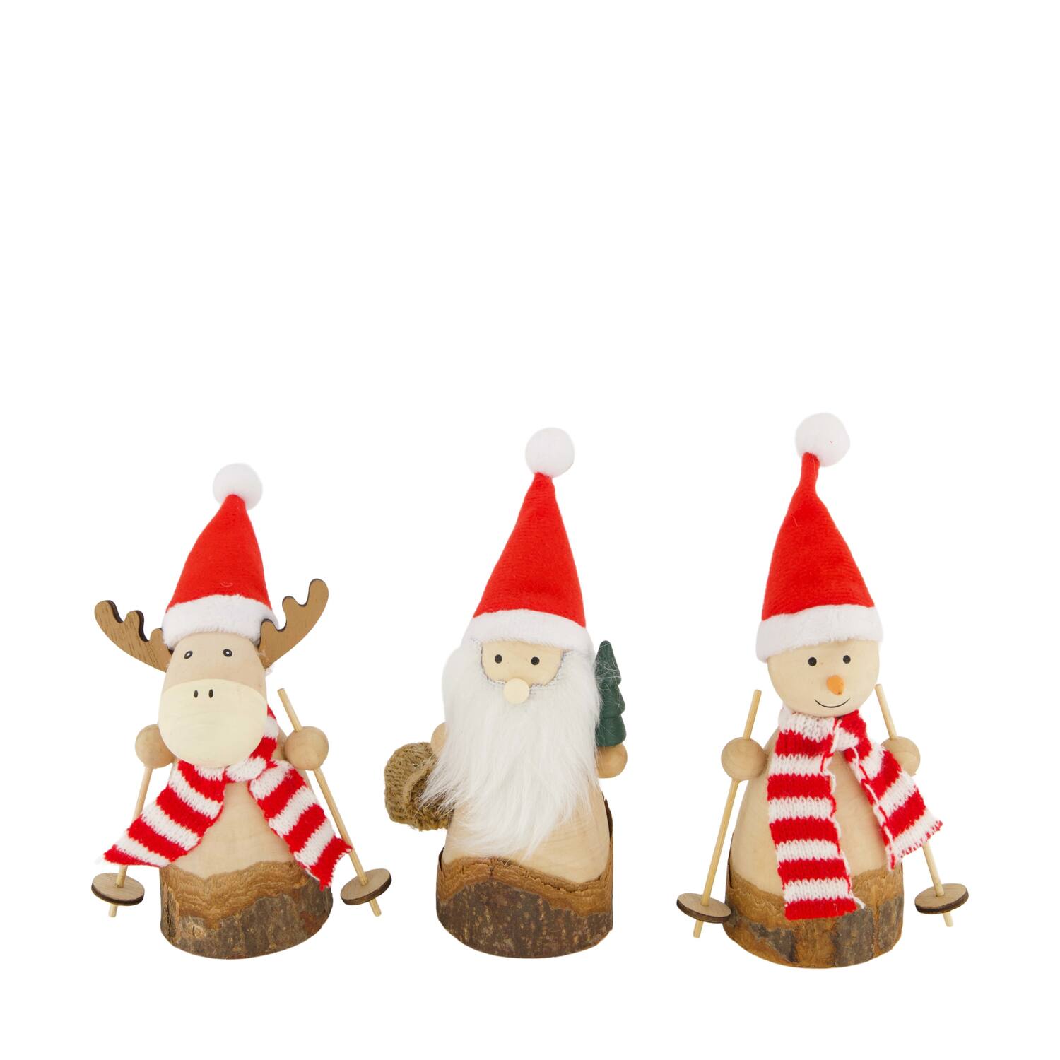 Figurine reindeer / santa / snowman pine wood 8.7x5.2x15.5cm A/3 FSC 100%