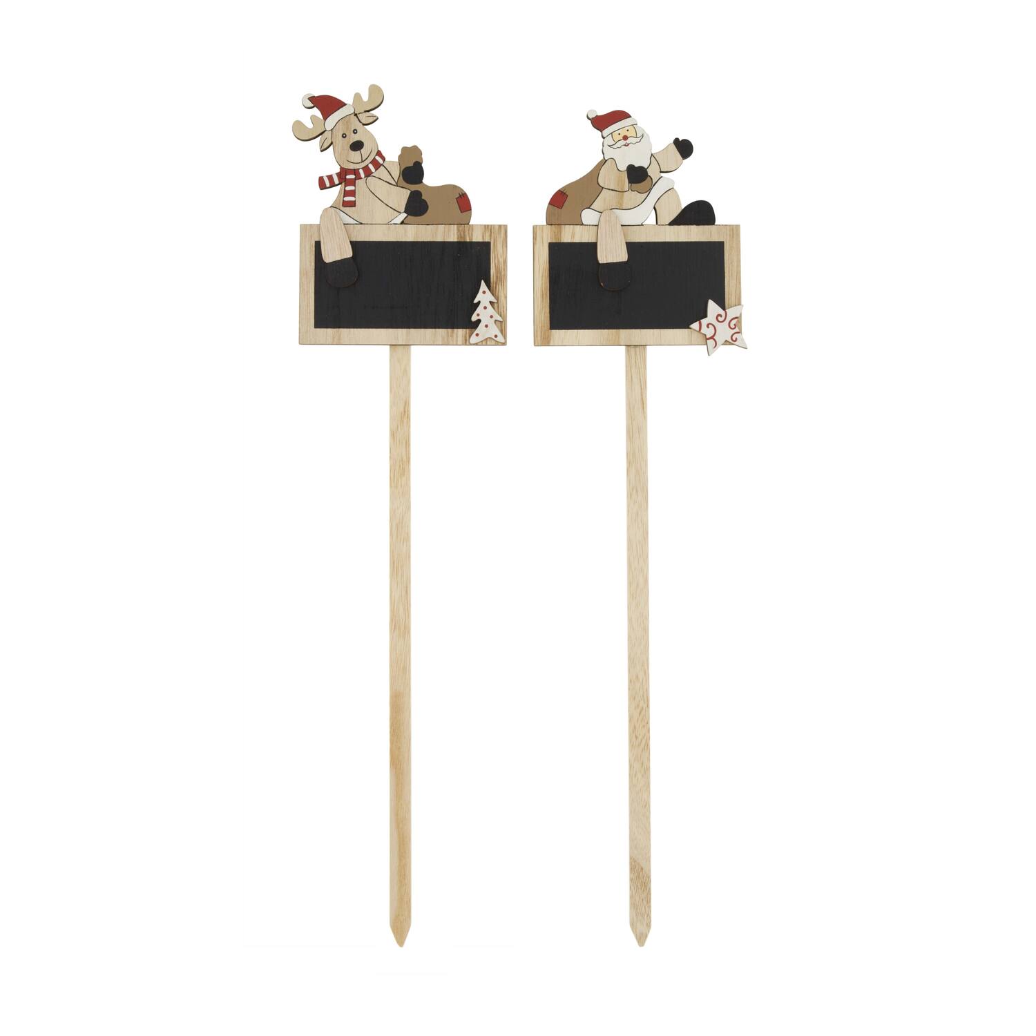 Blackboard reindeer snowman plywood on stick 12x1x48cm 3pc A/2 FSC 100%