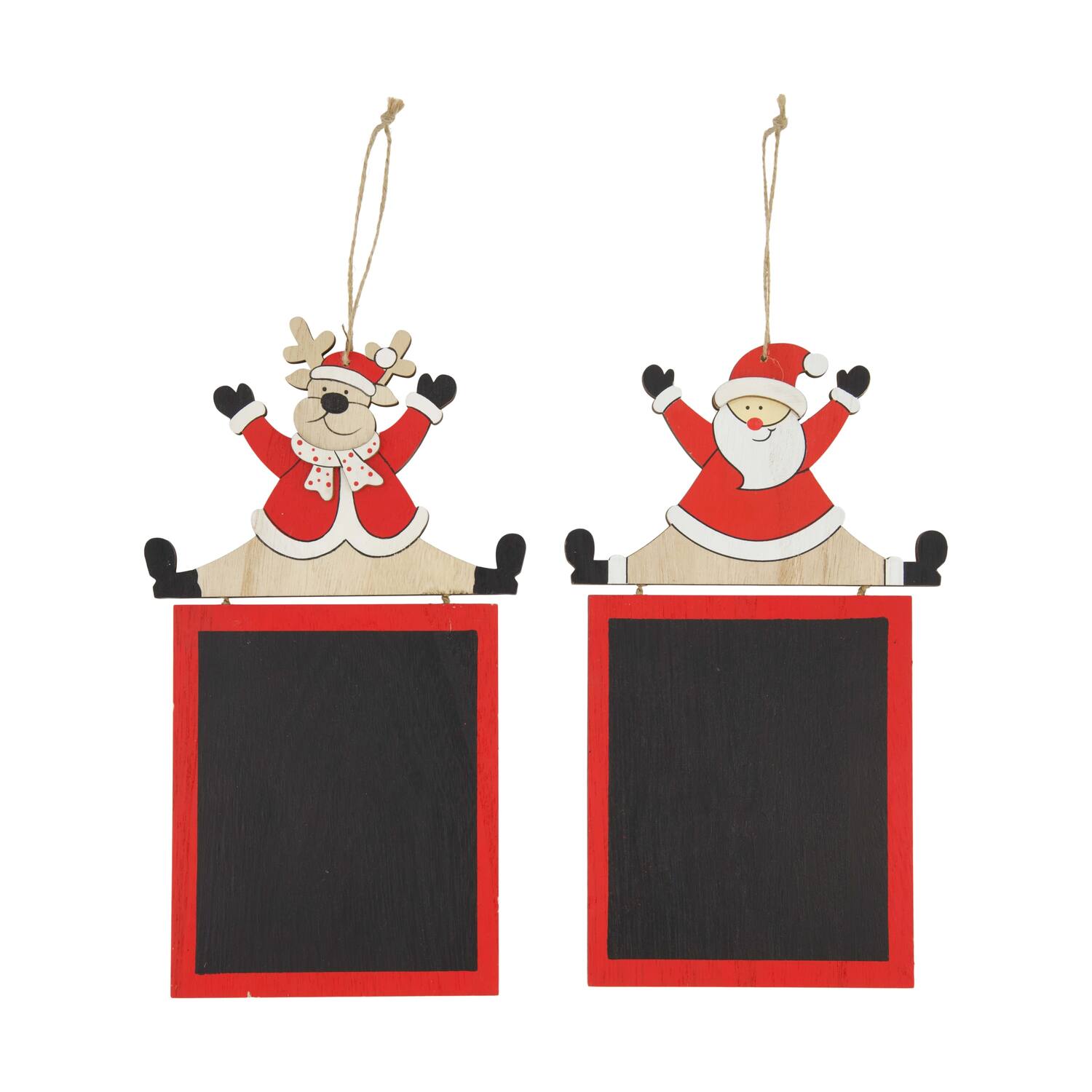 Blackboard rectangular reindeer / santa plywood with hanger 15x0.7x25.4cm A/2 FSC 100%