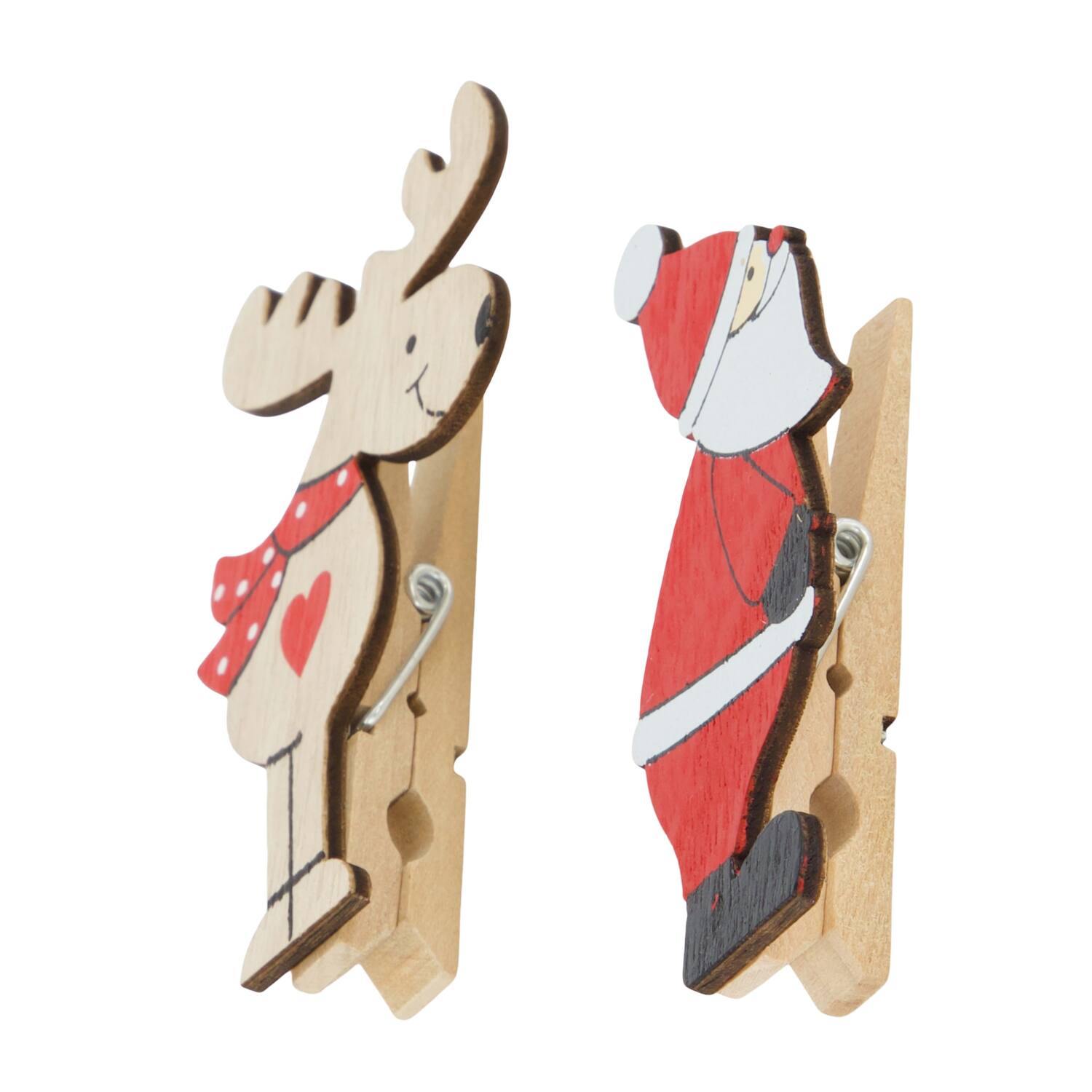 Figurine reindeer santa plywood 4.5x1.5x9cm 6pc A/2 FSC 100%