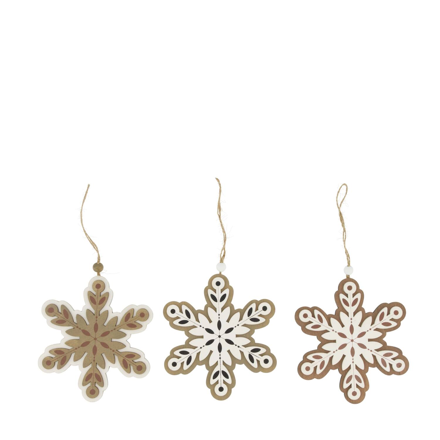 Hanger snowflake plywood 13.3x0.7x15cm FSC 100% - Brown