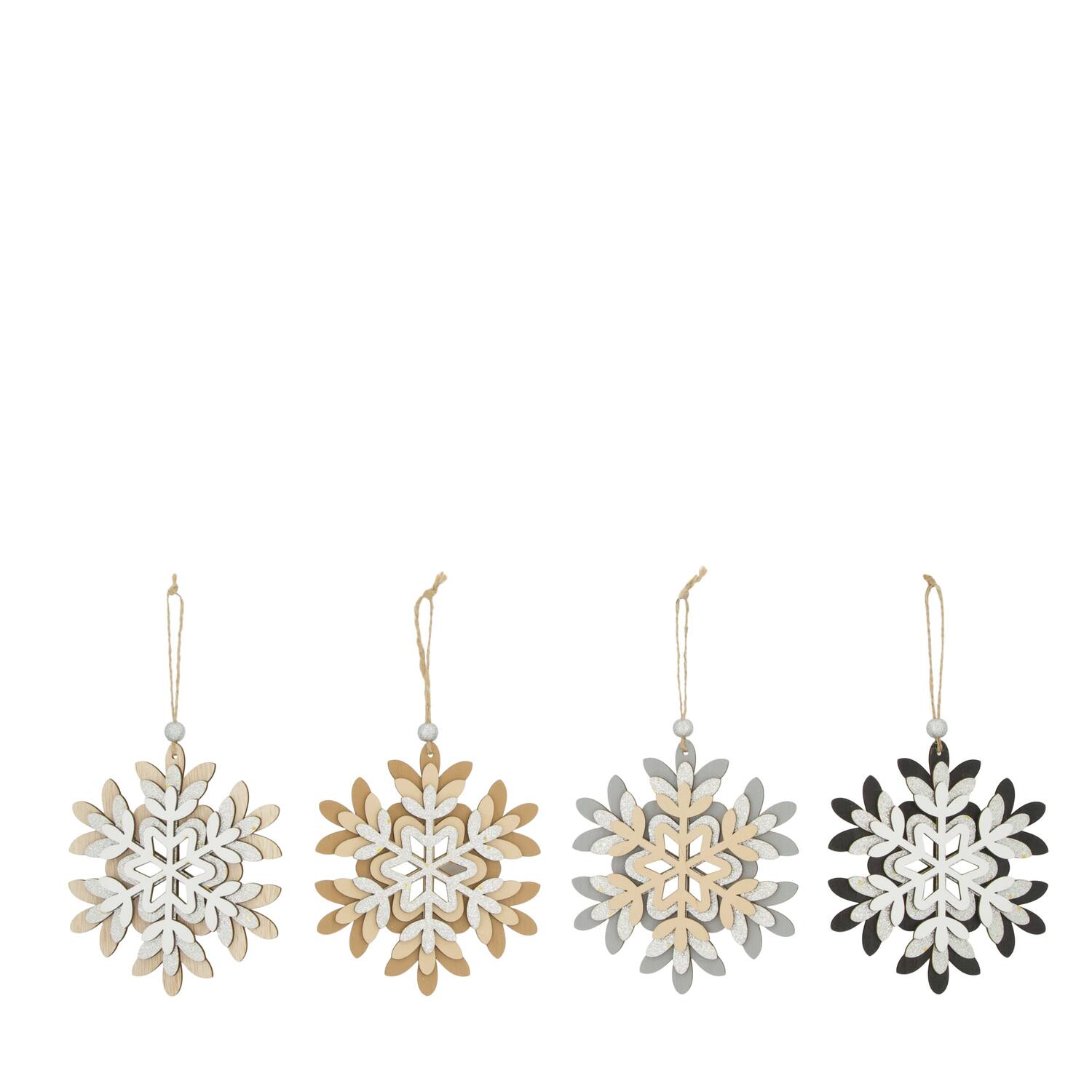 Hanger snowflake plywood 14.7x0.6x15cm FSC 100% - Natural