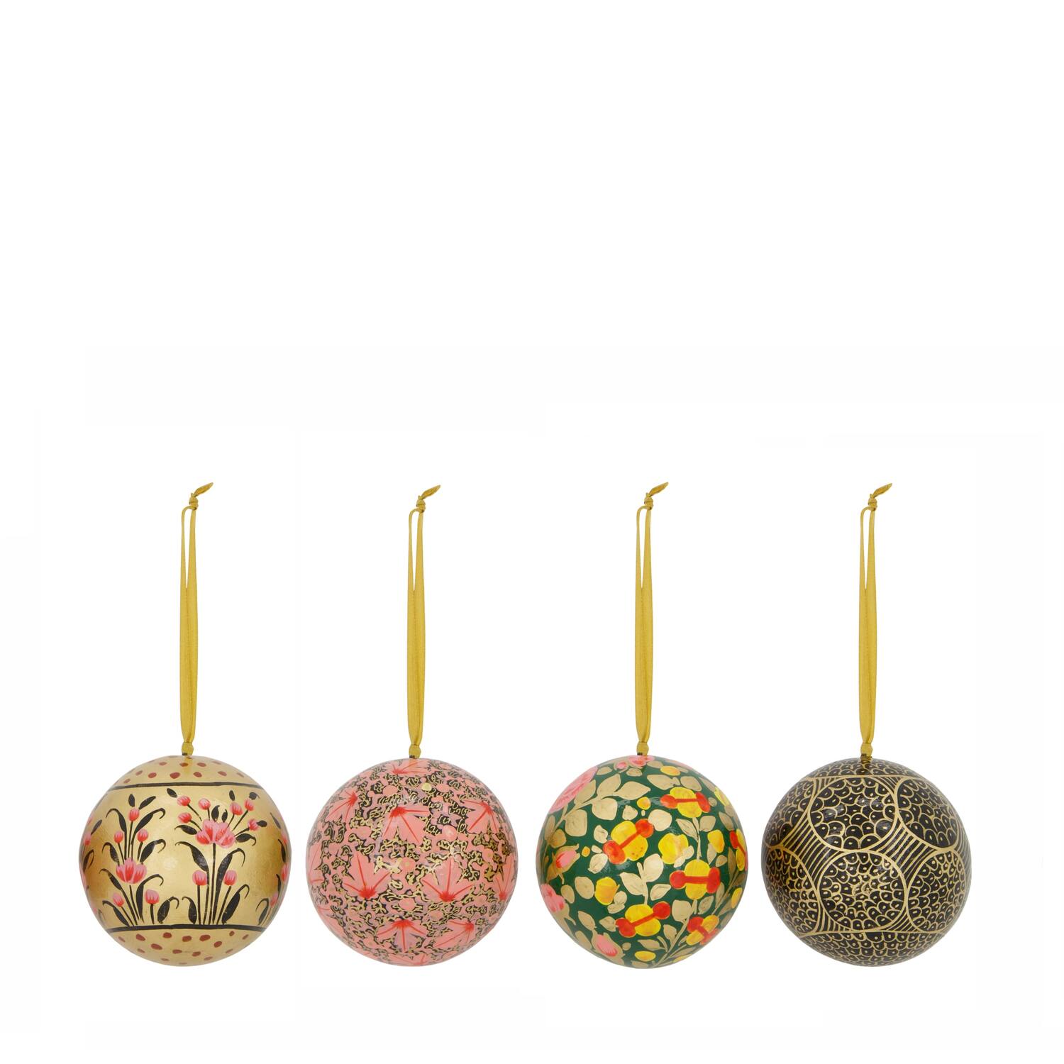Bauble paper mache with hanger 10x10x10cm  FSC Recycled 100% - Multi