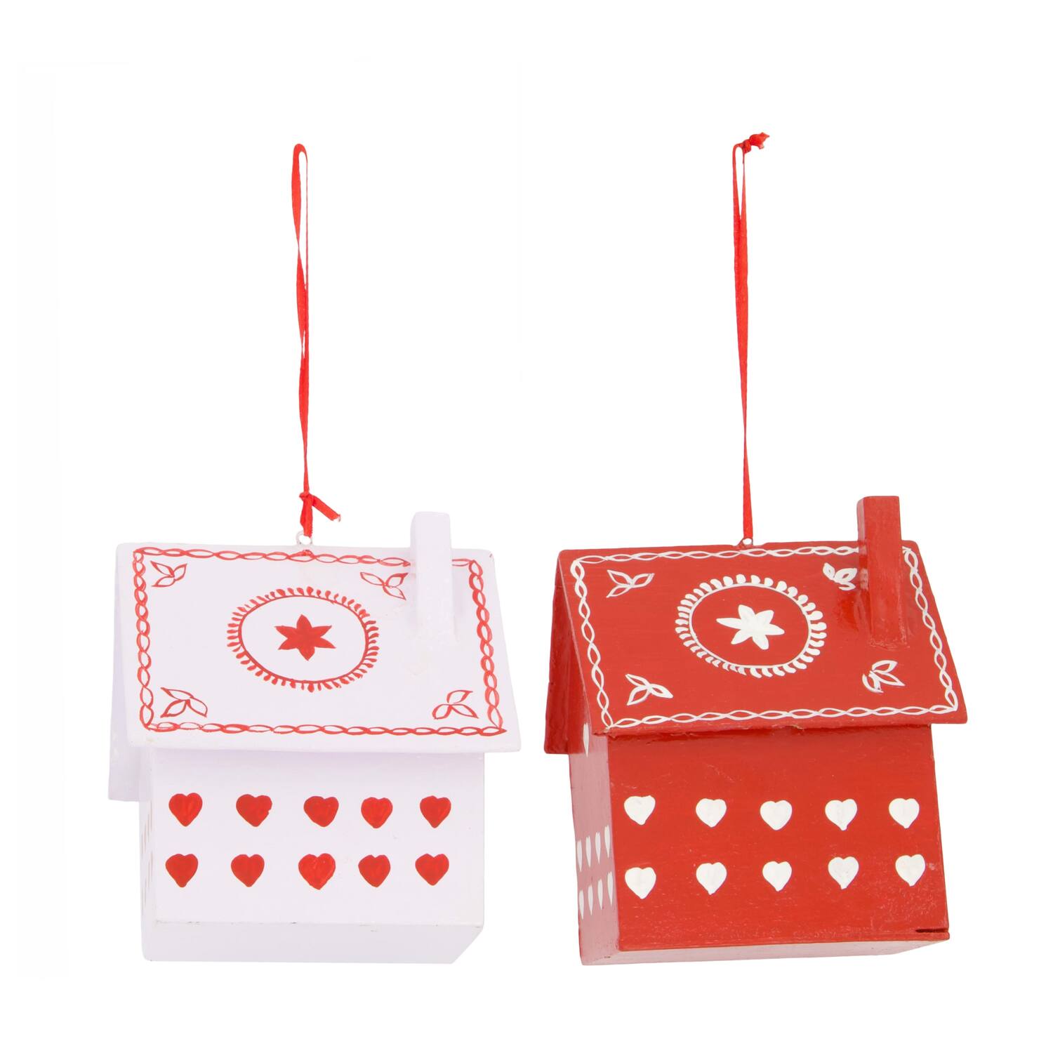 Hanger house paper mache 15x10x13cm FSC Recycled 100% - Red
