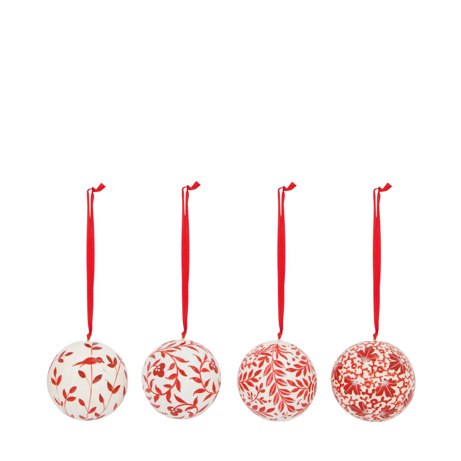 Bauble paper mache with hanger 7x7x7cm FSC Recycled 100% - Red