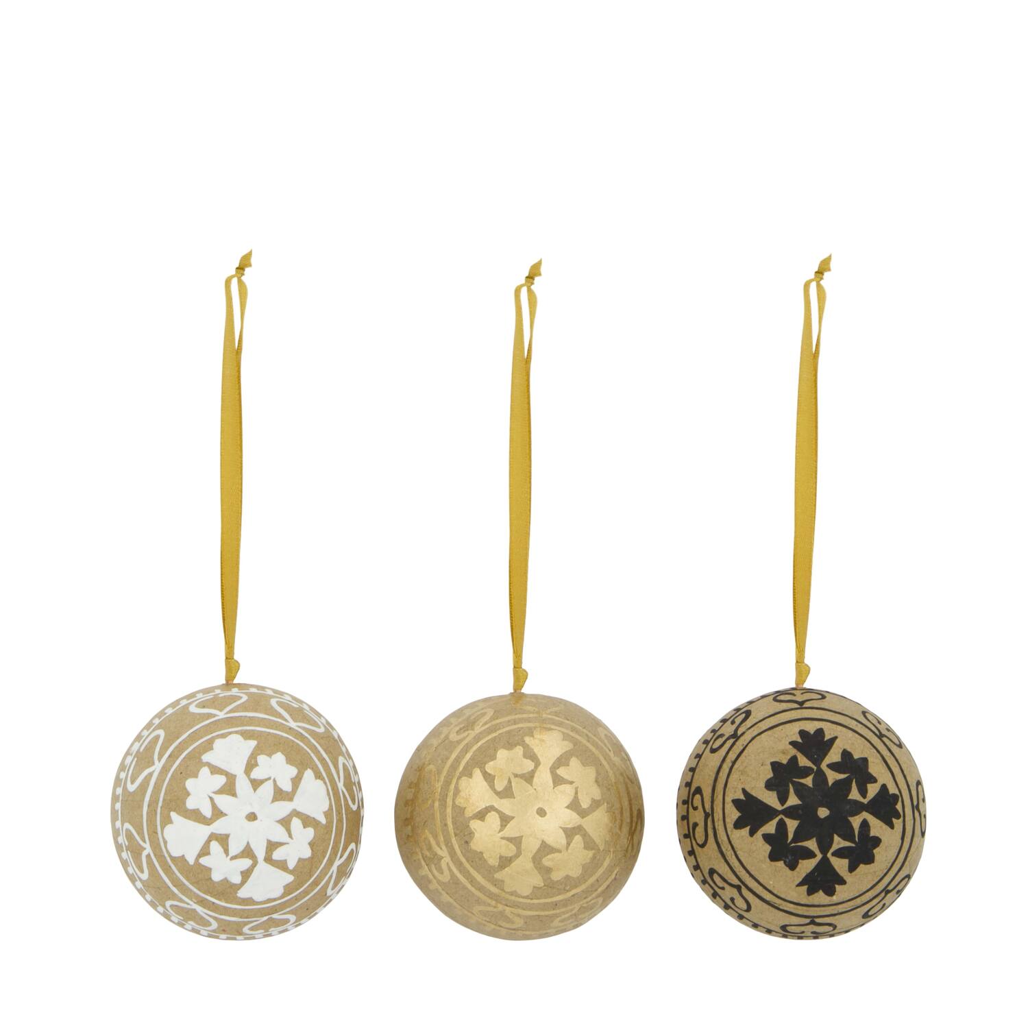 Bauble paper mache with hanger 7x7x7cm C/3 FSC Recycled 100%