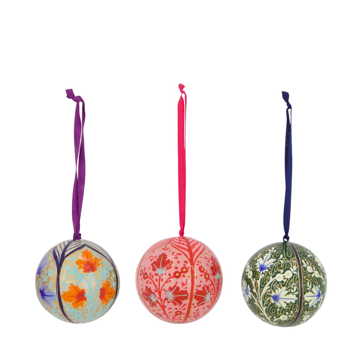 Bauble paper mache with hanger 7x7x7cm FSC Recycled 100% - Multi