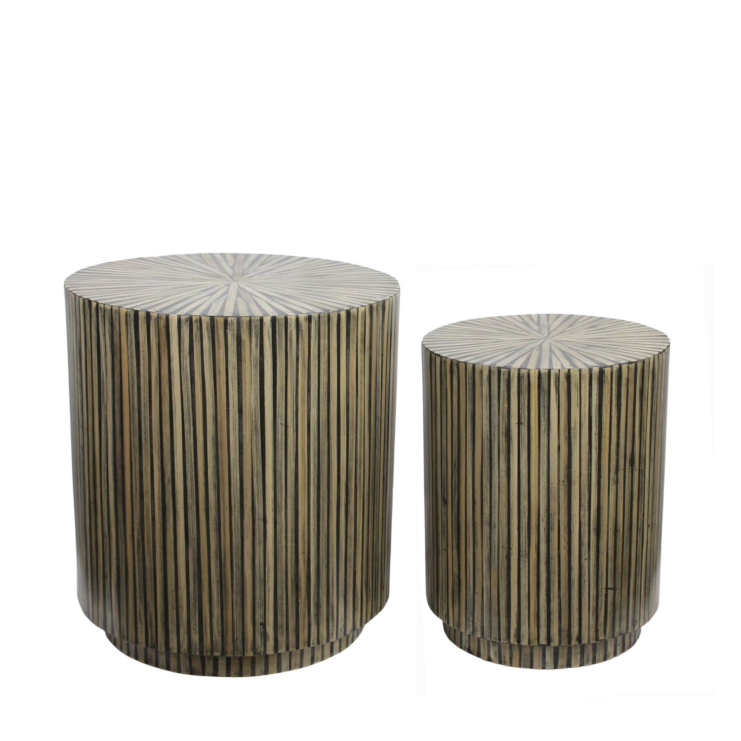 Table round bamboo / mdf 47x47x52cm S/2 FSC 100%
