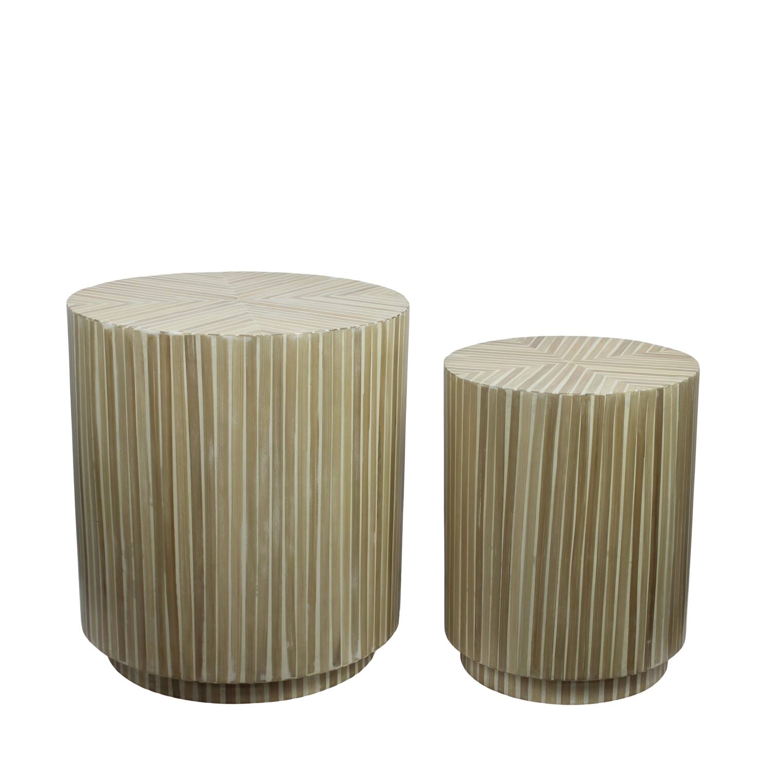 Table round bamboo / mdf 47x47x52cm S/2 FSC 100%