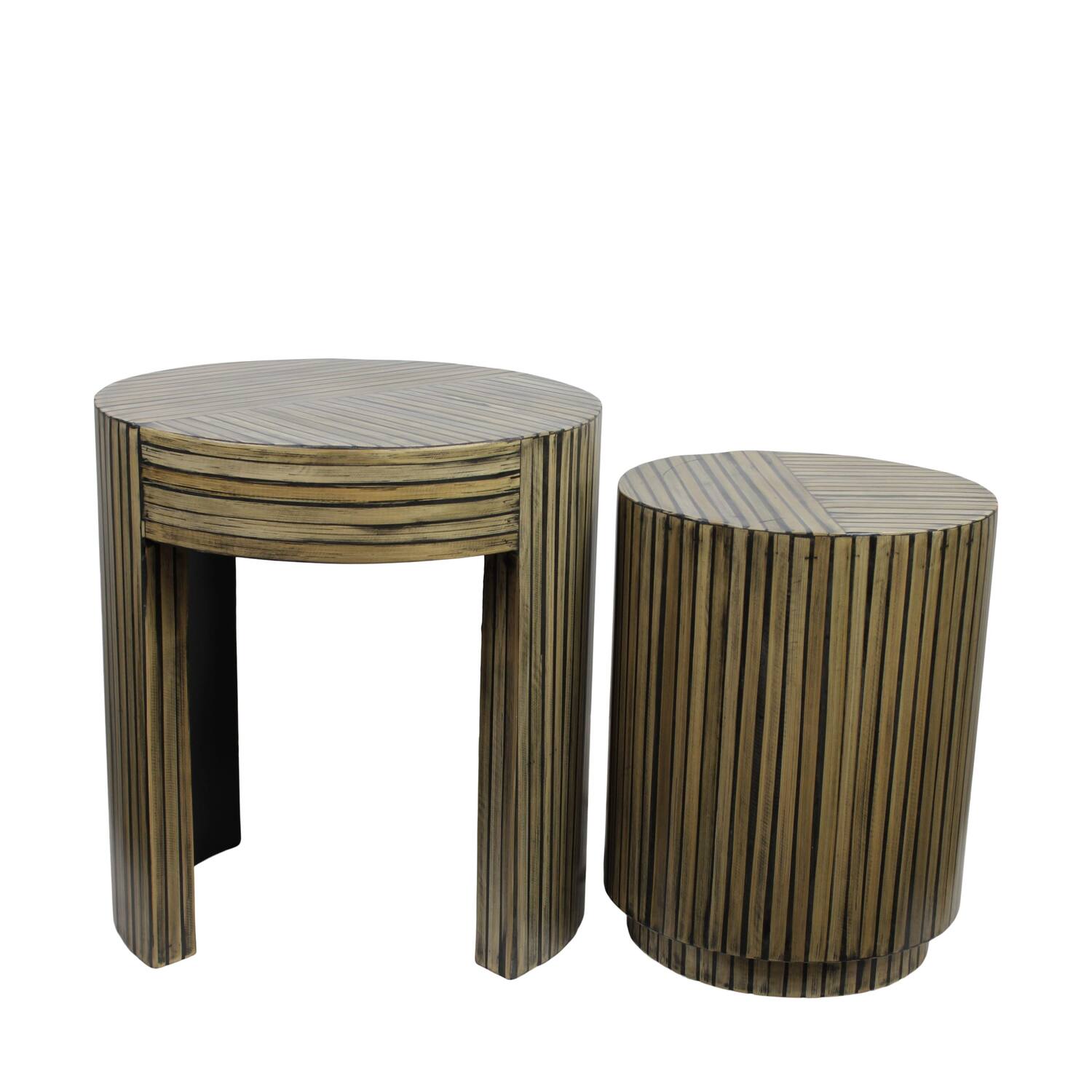 Table round bamboo / mdf 47x47x52cm S/2 FSC 100%