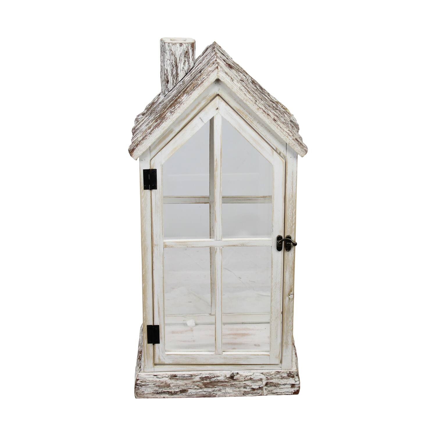 Lantern house fir wood with glass 28x21x57cm S/2 FSC 100%
