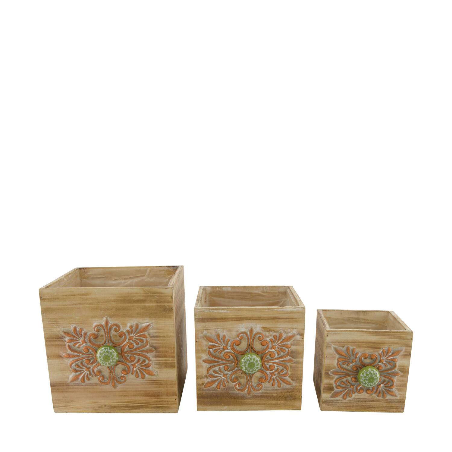 Planter plywood with plastic 18x19.5x18cm S3 FSC 100% - Natural