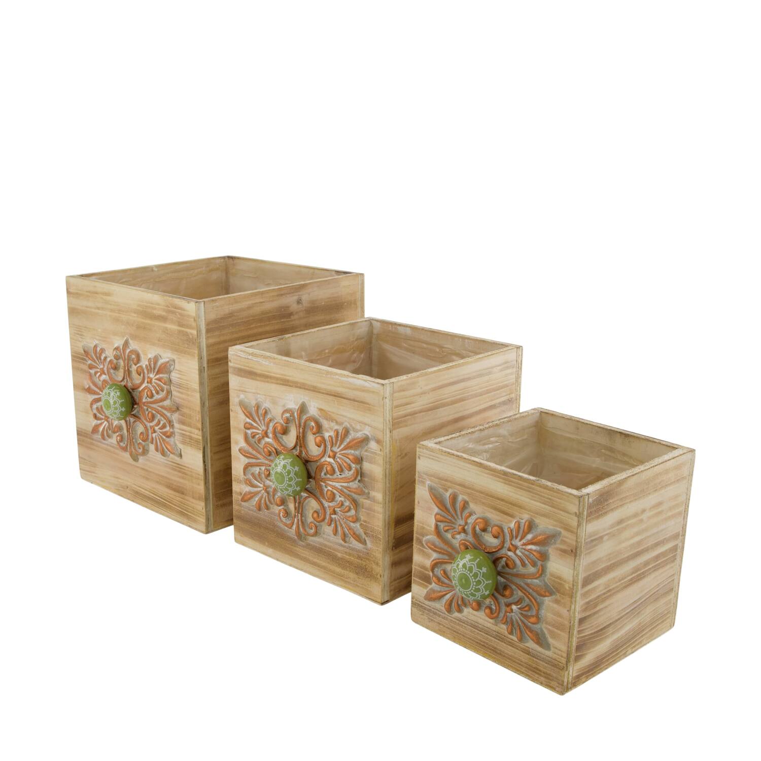 Planter plywood with plastic 18x19.5x18cm S3 FSC 100% - Natural