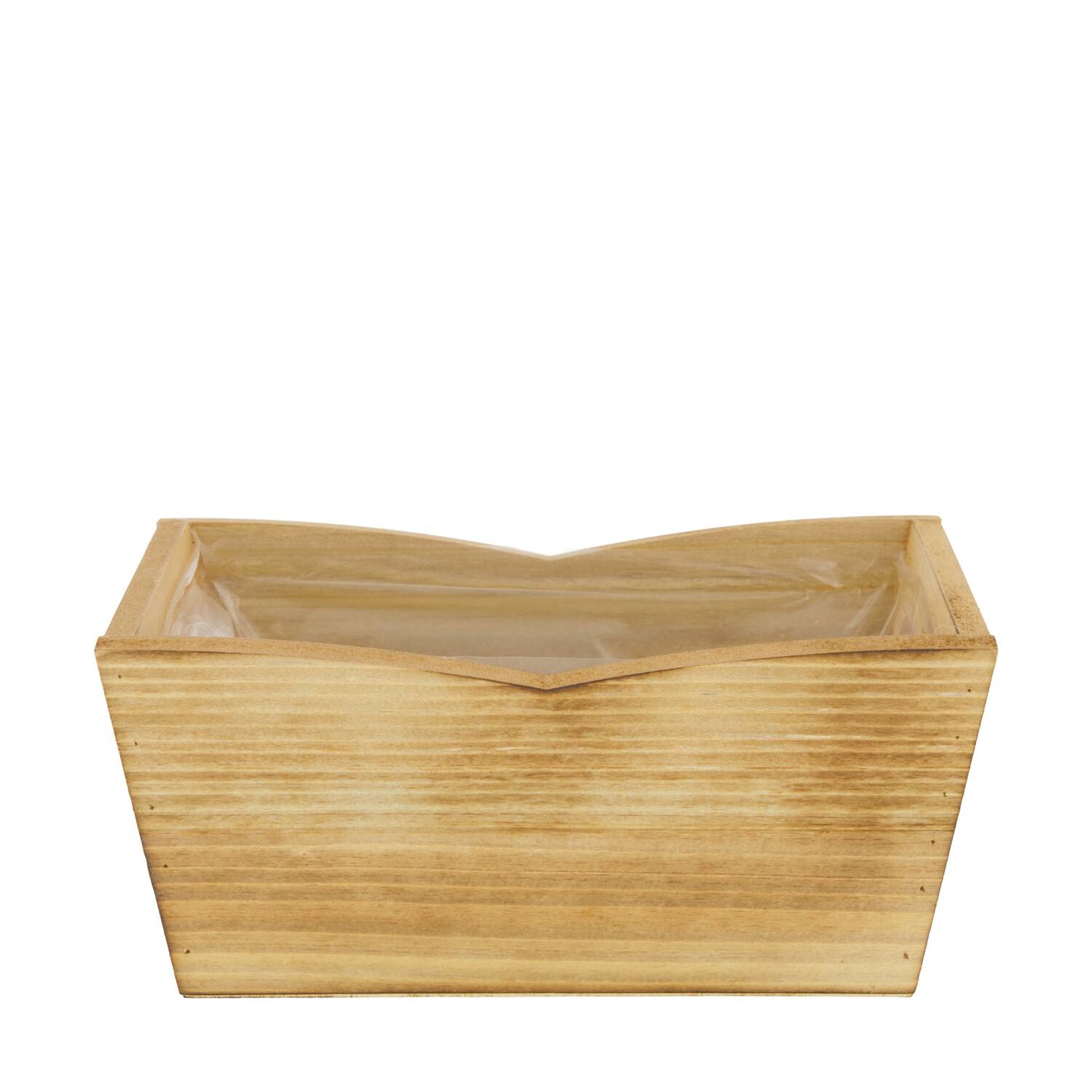Planter rectangular pine wood with plastic 28x18x14cm S/3 FSC 100%