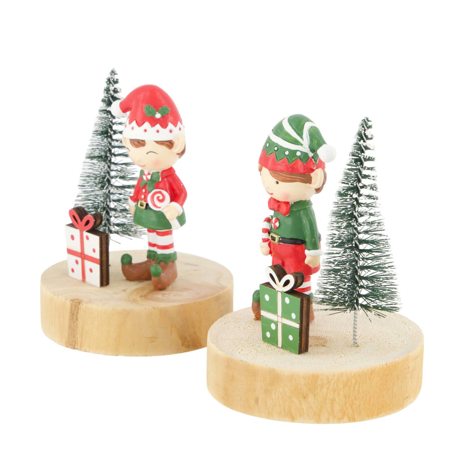 Figurine santas helper plywood 8x8x10cm FSC 100% - Multi
