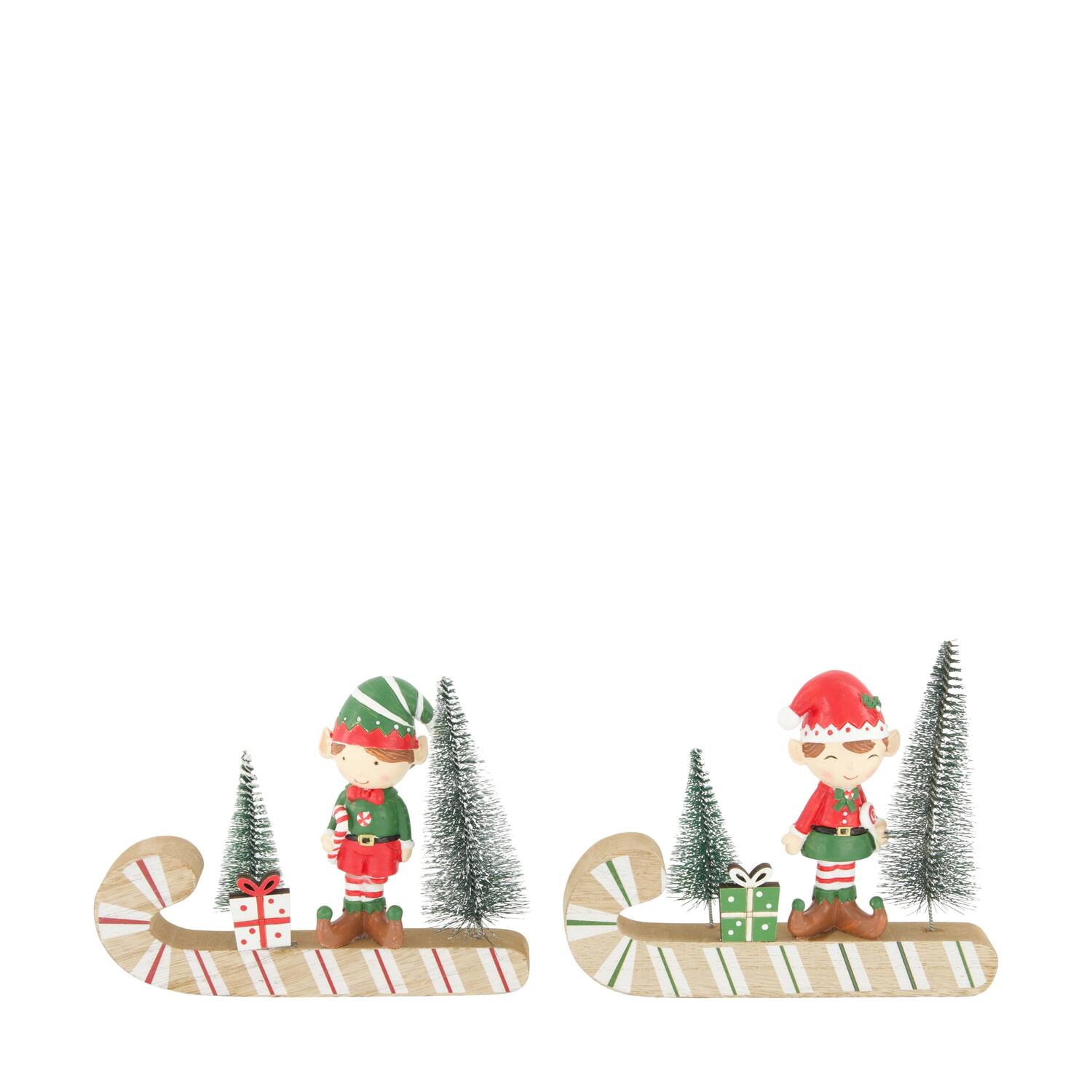 Figurine santas helper on sleigh mdf 16x13.5x4cm FSC 100% - Multi
