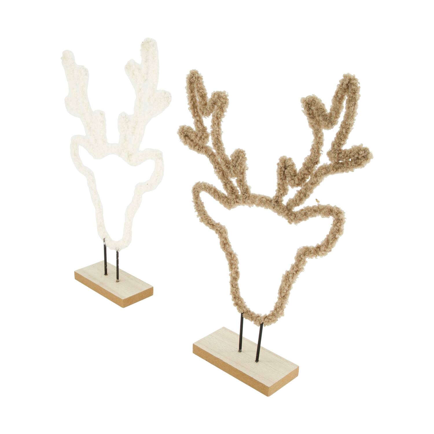 Figurine reindeer teddy mdf on stand 21x5x33cm FSC 100% - Natural