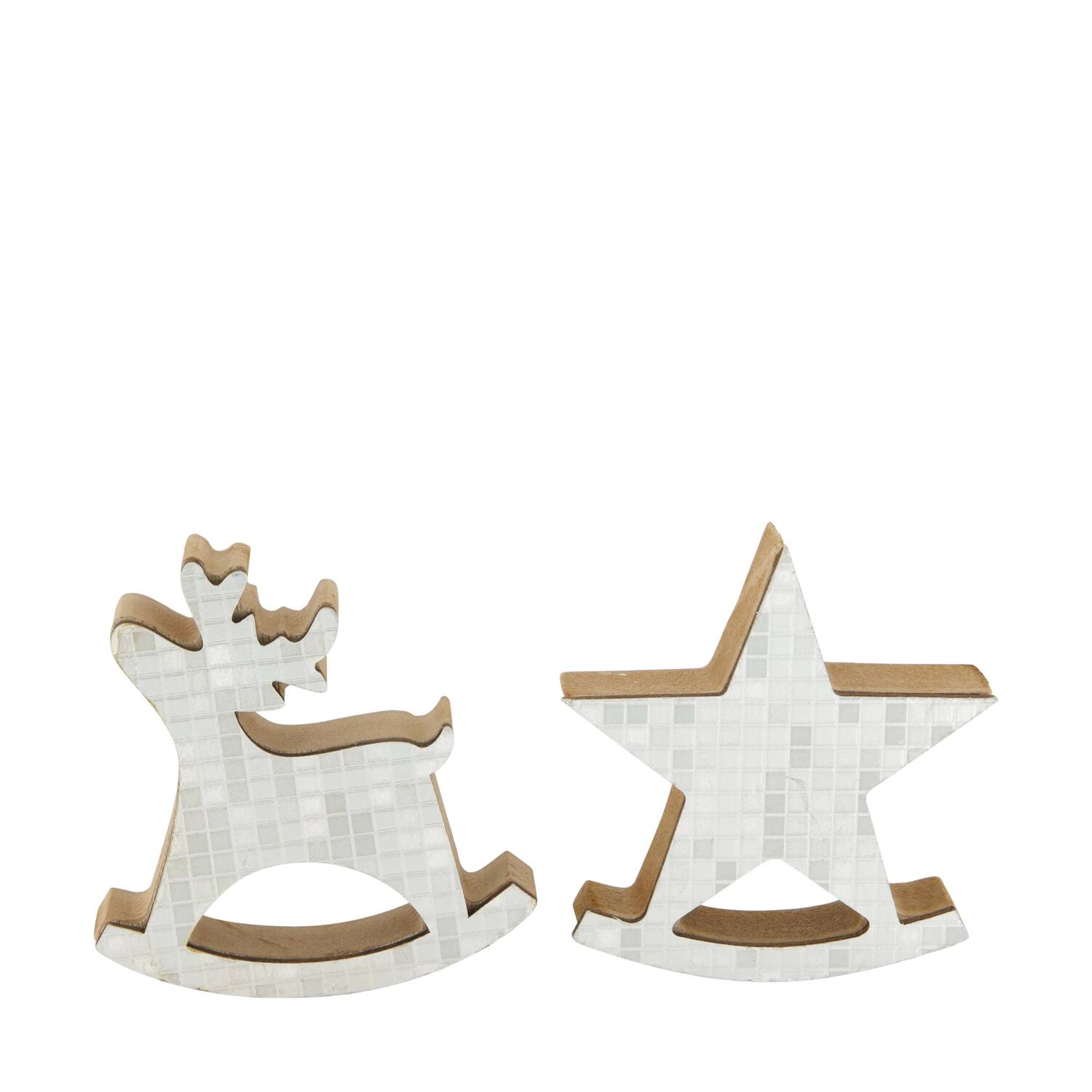 Figurine star reindeer mdf 7.8x2.2x8.3cm  FSC 100% - Silver