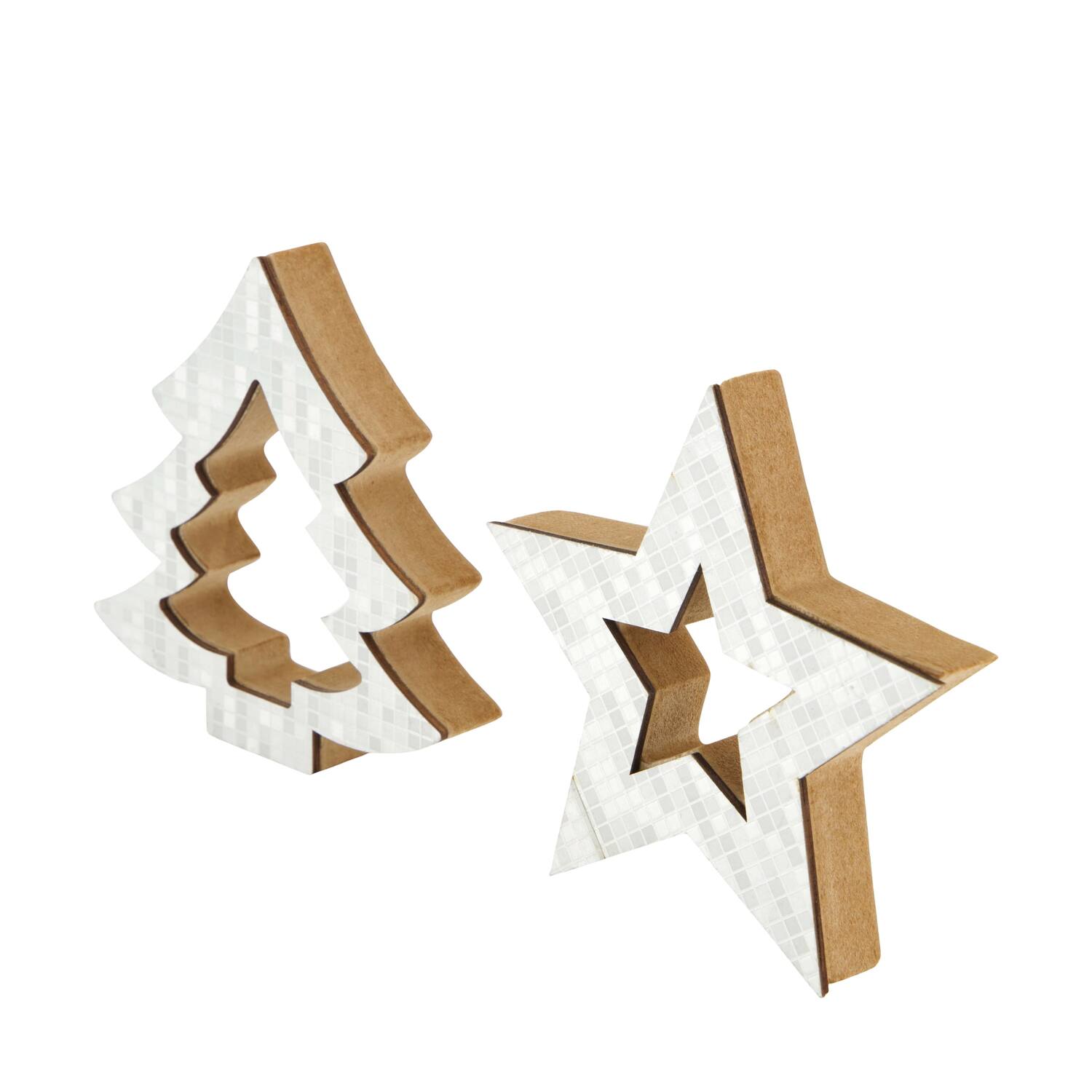 Figurine star tree mdf 12x2.2x12cm FSC 100% - Silver