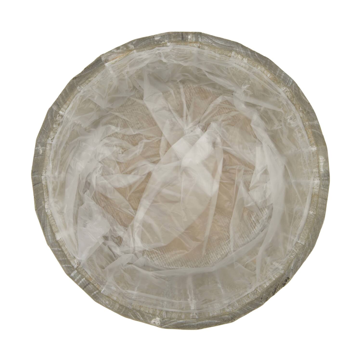 Planter round pine wood with plastic 29x29x11cm FSC 100% - Grey