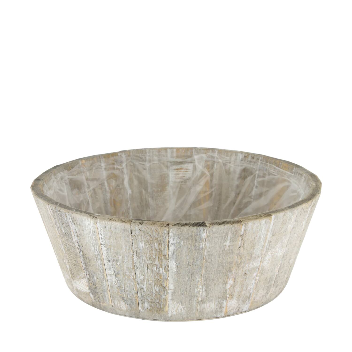 Planter round pine wood with plastic 33x33x12cm FSC 100%