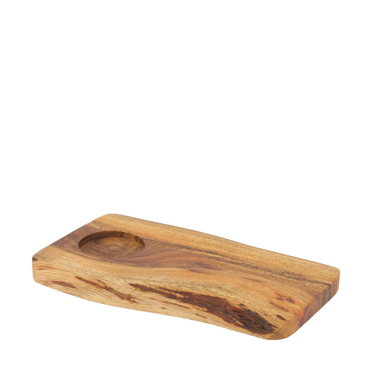 Plate rectangular with coffee cup holder acacia wood 22x11x1.5cm FSC 100% - Natural