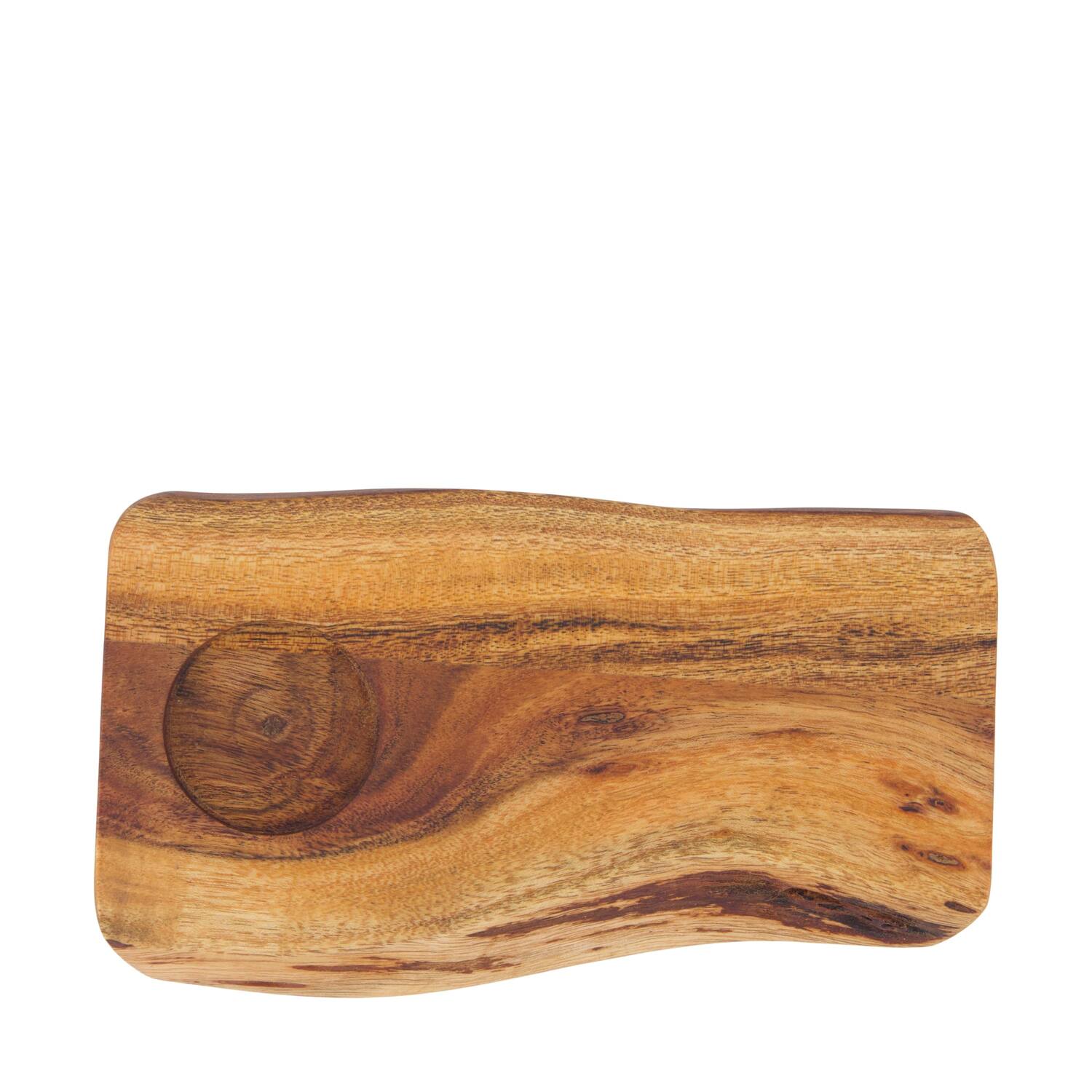 Plate rectangular with coffee cup holder acacia wood 22x11x1.5cm FSC 100% - Natural