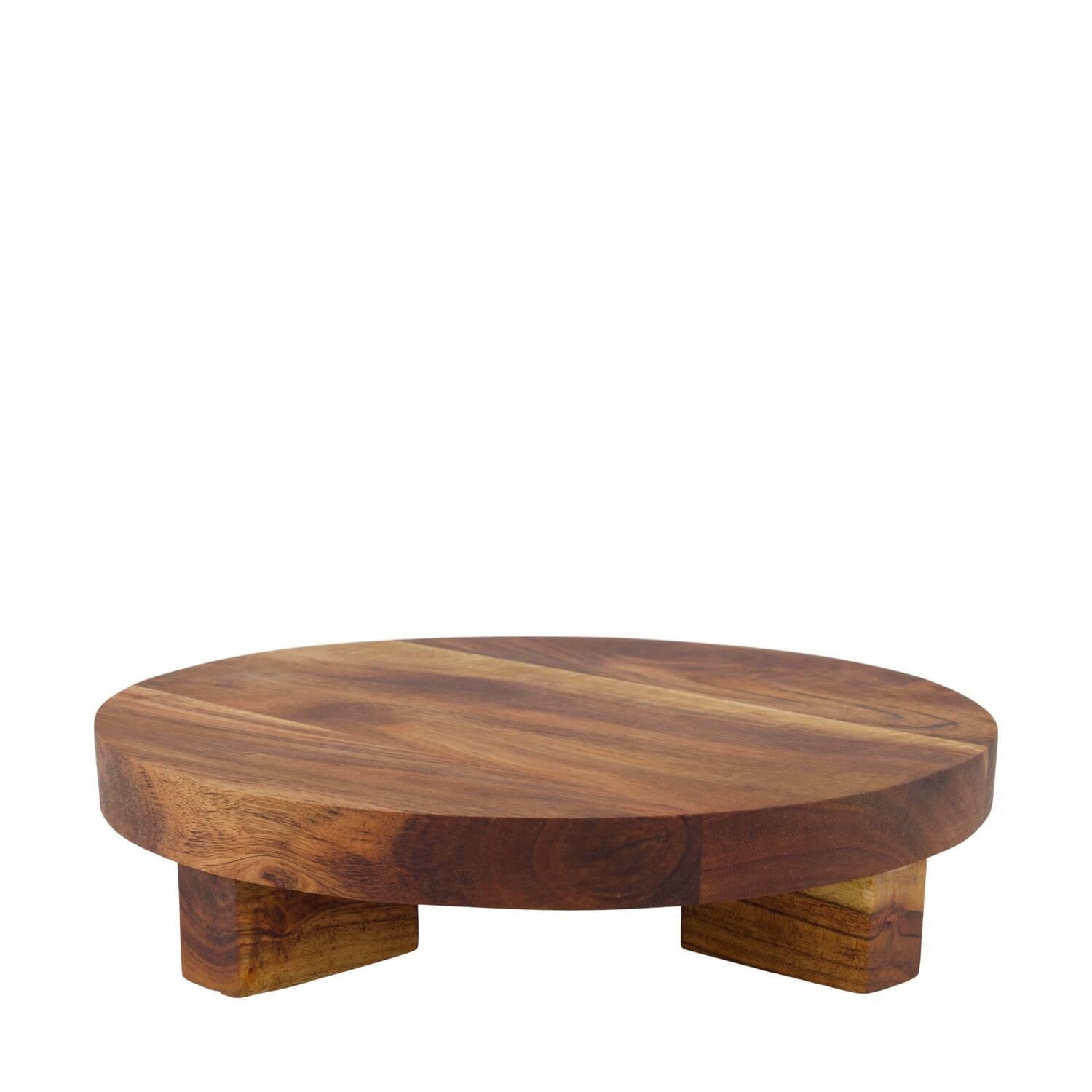 Plate round acacia wood on feet 28x28x6cm FSC 100% - Natural
