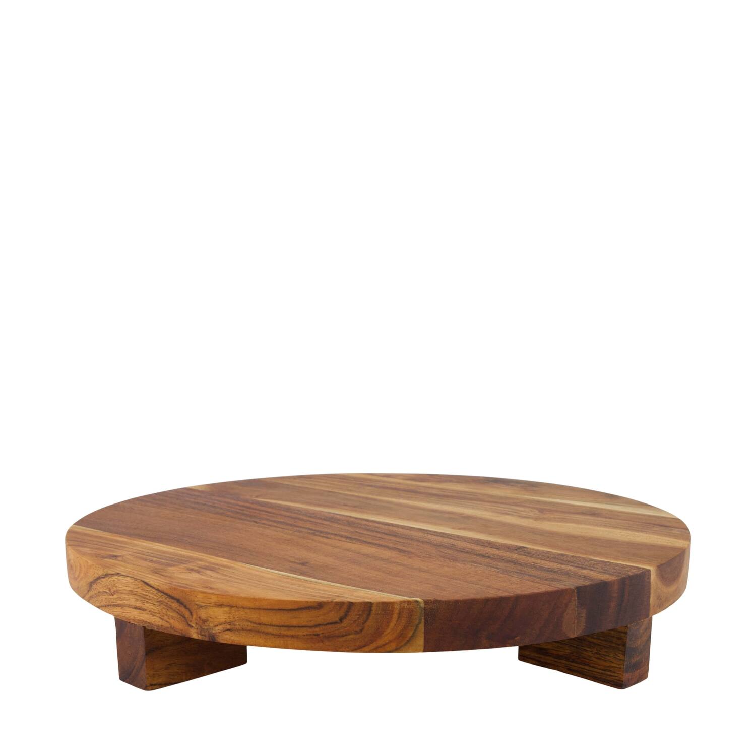 Plate round acacia wood on feet 38x38x6cm FSC 100% - Natural